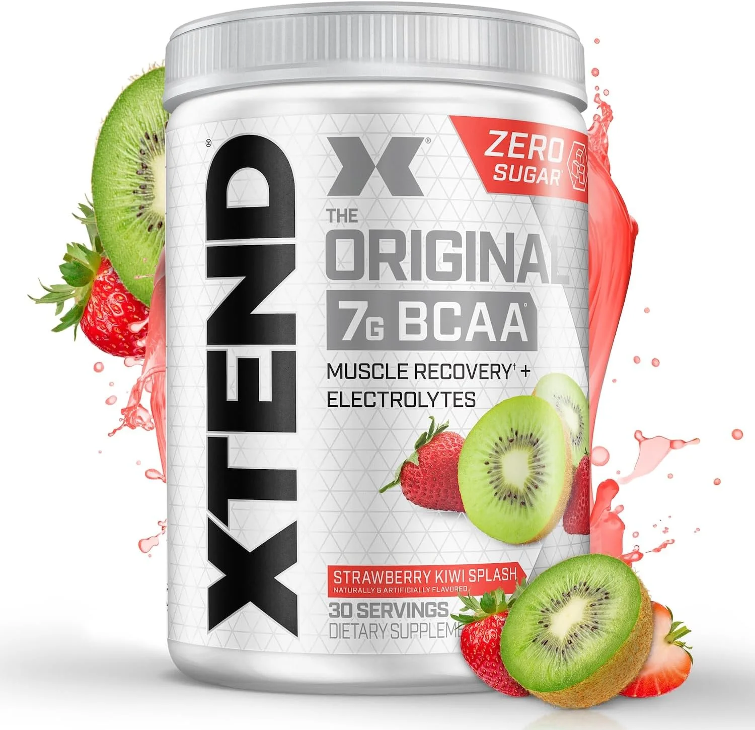 پودر BCAA اورجینال XTEND با طعم توت فرنگی کیوی | بدون کالری، بدون کربوهیدرات، بدون شکر - نوشیدنی ریکاوری عضلات بعد از تمرین با آمینو اسیدها - 7 گرم BCAA برای مردان و زنان | 30 سروینگ