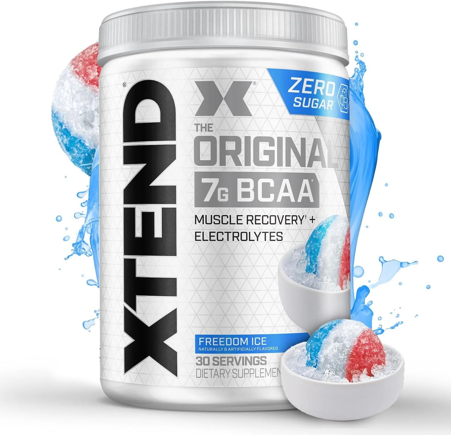 پودر بی سی ای ای اورجینال XTEND طعم آیس فریدم، بدون کالری، بدون کربوهیدرات، بدون شکر، نوشیدنی ریکاوری عضلات بعد از تمرین با آمینو اسیدها، 7 گرم بی سی ای ای برای مردان و زنان، 30 سروینگ