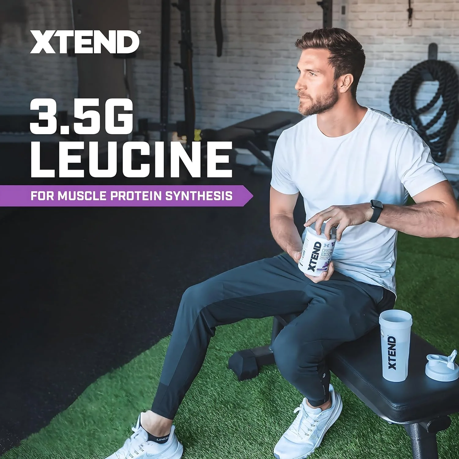 پودر BCAA اورجینال XTEND با طعم انگور یخچالی، بدون کالری، بدون کربوهیدرات، بدون شکر، نوشیدنی ریکاوری عضلات بعد از تمرین با آمینو اسیدها، 7 گرم BCAA برای مردان و زنان، 30 سروینگ