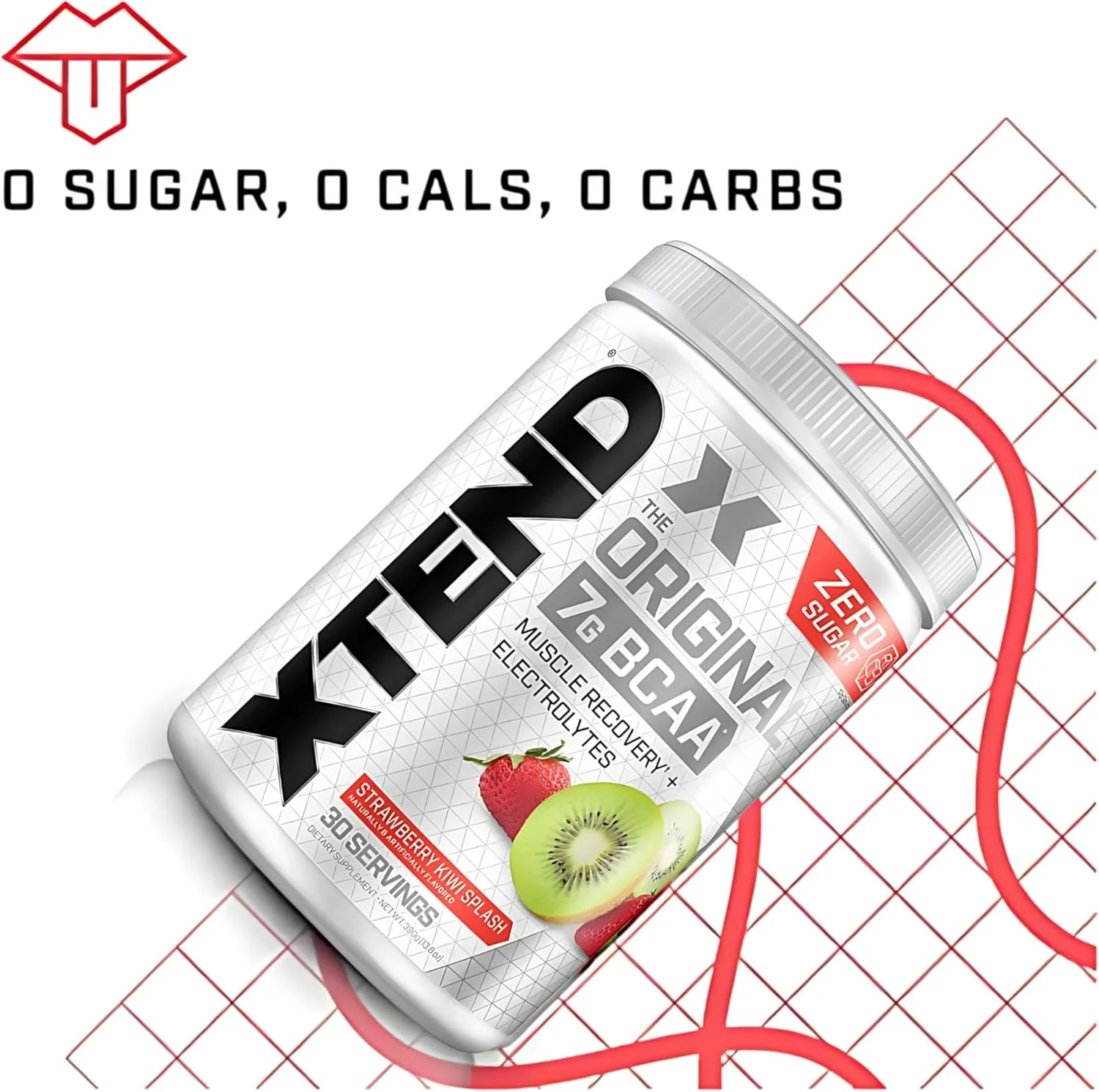 پودر BCAA اورجینال XTEND با طعم توت فرنگی کیوی | بدون کالری، بدون کربوهیدرات، بدون شکر - نوشیدنی ریکاوری عضلات بعد از تمرین با آمینو اسیدها - 7 گرم BCAA برای مردان و زنان | 30 سروینگ