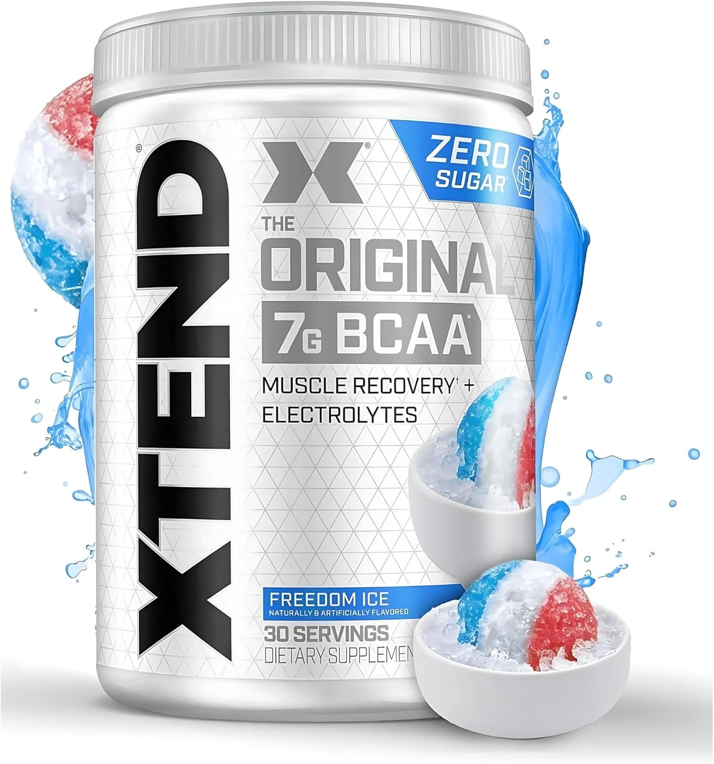 پودر بی سی ای ای اورجینال XTEND طعم آیس فریدم، بدون کالری، بدون کربوهیدرات، بدون شکر، نوشیدنی ریکاوری عضلات بعد از تمرین با آمینو اسیدها، 7 گرم بی سی ای ای برای مردان و زنان، 30 سروینگ