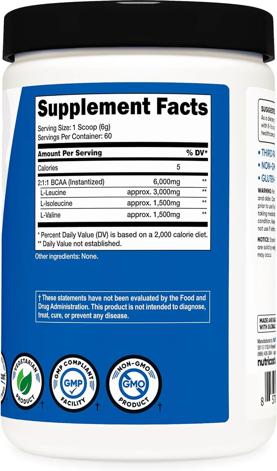 پودر BCAA 2:1:1 نوتریکوست (بدون طعم، 60 سروینگ) - گیاهی، غیر GMO، بدون گلوتن، آمینو اسیدهای شاخه دار پودر BCAA 2:1:1 نوتریکوست (بدون طعم، 60 سروینگ) - گیاهی، غیر GMO، بدون گلوتن، آمینو اسیدهای شاخه دار