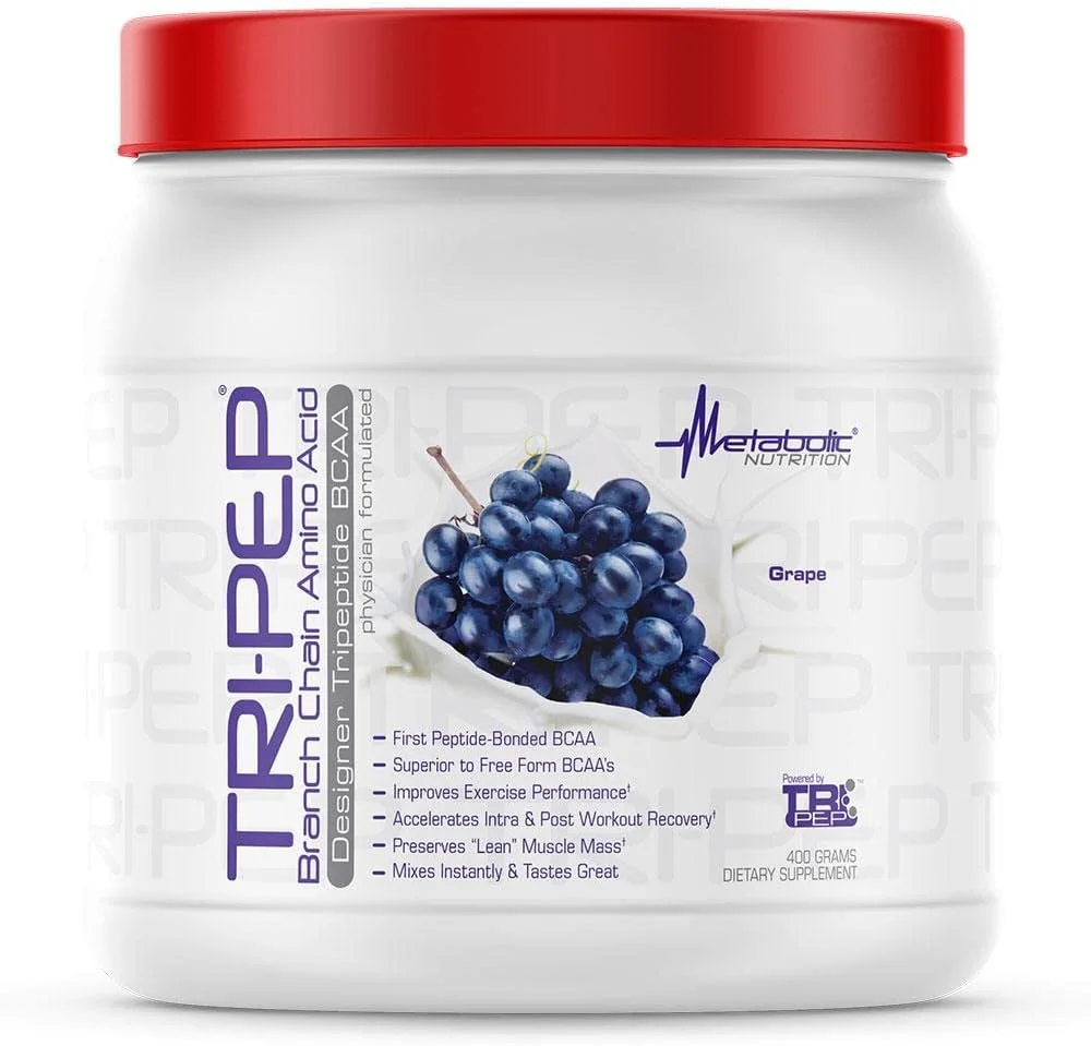متابولیک نوتریشن - TRIPEP - آمینو اسیدهای شاخه دار تری پپتیدی، پودر BCAA، مکمل قبل، حین و بعد از تمرین، انگور، 400 گرم (40 سروینگ) متابولیک نوتریشن - TRIPEP - آمینو اسیدهای شاخه دار تری پپتیدی، پودر BCAA، مکمل قبل، حین و بعد از تمرین، انگور، 400 گرم (40 سروینگ)