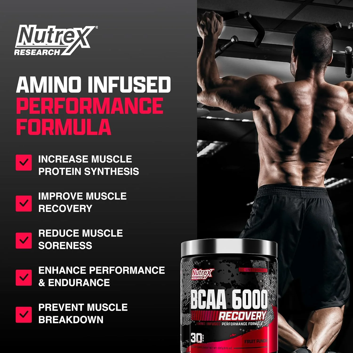 ناترکس ریسرچ - پودر BCAA 6000 آمینو اسید - 6 گرم مکمل آمینو اسید BCAA برای ریکاوری بعد از تمرین و رشد عضلات - نوشیدنی ریکاوری تمرین انرژی آمینو (پانچ میوه - 30 سروینگ) ناترکس ریسرچ - پودر BCAA 6000 آمینو اسید - 6 گرم مکمل آمینو اسید BCAA برای ریکاوری بعد از تمرین و رشد عضلات - نوشیدنی ریکاوری تمرین انرژی آمینو (پانچ میوه - 30 سروینگ)