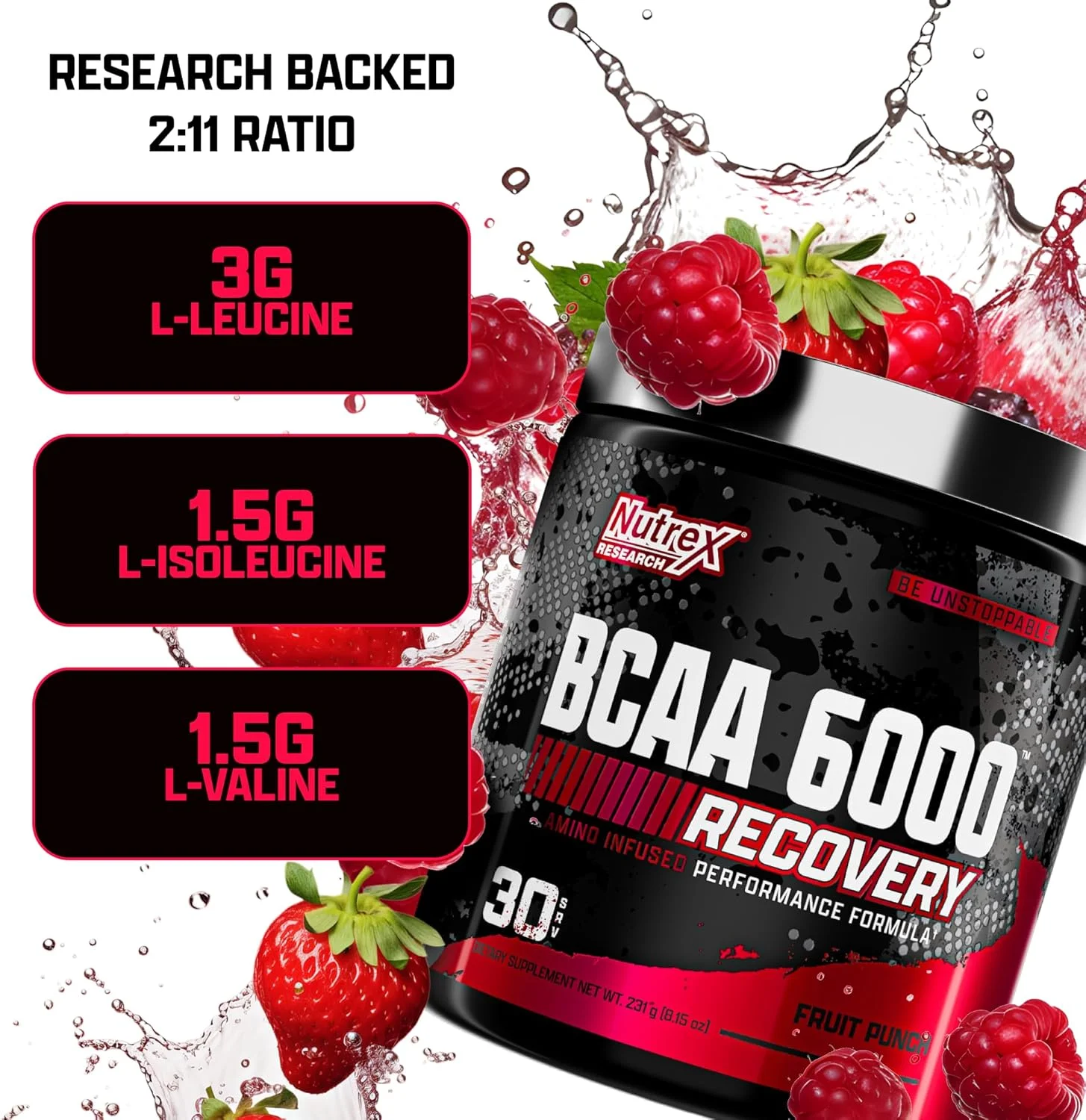 ناترکس ریسرچ - پودر BCAA 6000 آمینو اسید - 6 گرم مکمل آمینو اسید BCAA برای ریکاوری بعد از تمرین و رشد عضلات - نوشیدنی ریکاوری تمرین انرژی آمینو (پانچ میوه - 30 سروینگ) ناترکس ریسرچ - پودر BCAA 6000 آمینو اسید - 6 گرم مکمل آمینو اسید BCAA برای ریکاوری بعد از تمرین و رشد عضلات - نوشیدنی ریکاوری تمرین انرژی آمینو (پانچ میوه - 30 سروینگ)