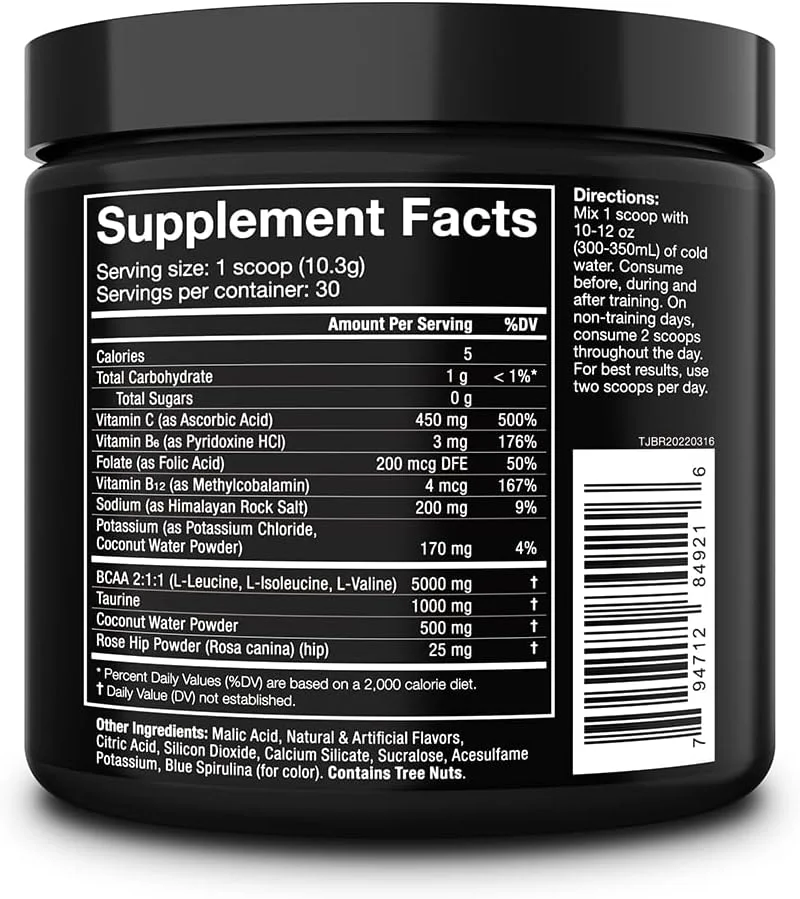 نوشیدنی ریکاوری بعد از تمرین JNX SPORTS The Jinx! Hydra BCAA+ - آبرسانی با الکترولیت ها برای مردان و زنان - 30 سروینگ، تمشک آبی