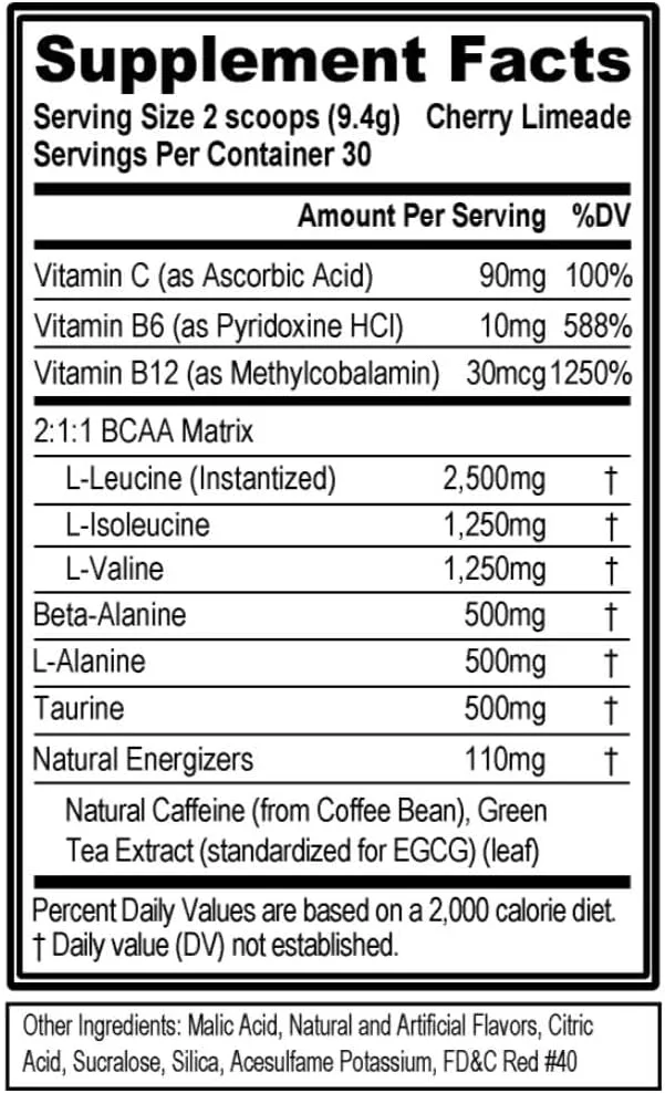 Evlution Nutrition BCAA Energy - مکمل اسید آمینه انرژی زا و با عملکرد بالا برای عضله سازی، ریکاوری و استقامت، طعم گیلاس لیمویی (30 سروینگ)