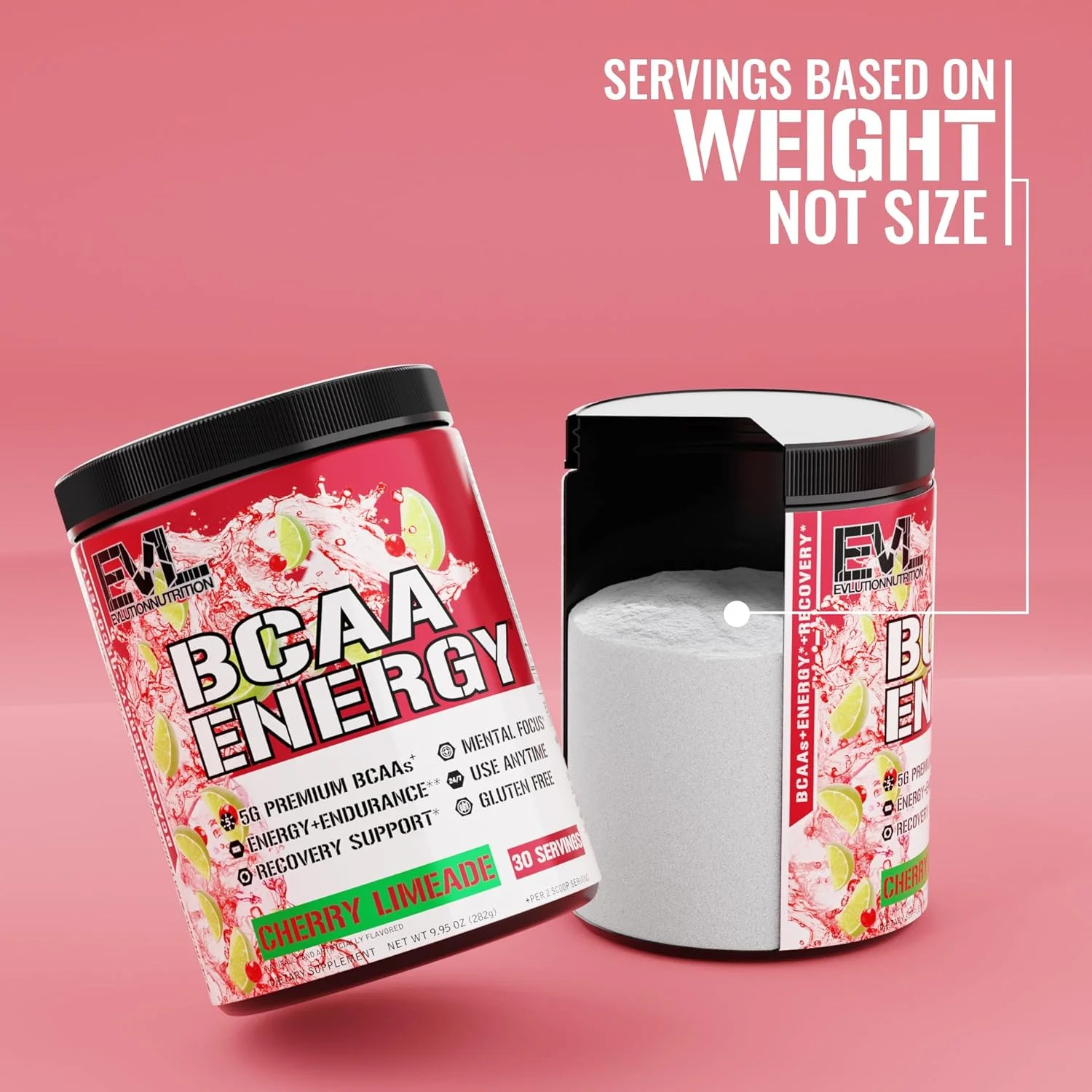 Evlution Nutrition BCAA Energy - مکمل اسید آمینه انرژی زا و با عملکرد بالا برای عضله سازی، ریکاوری و استقامت، طعم گیلاس لیمویی (30 سروینگ)