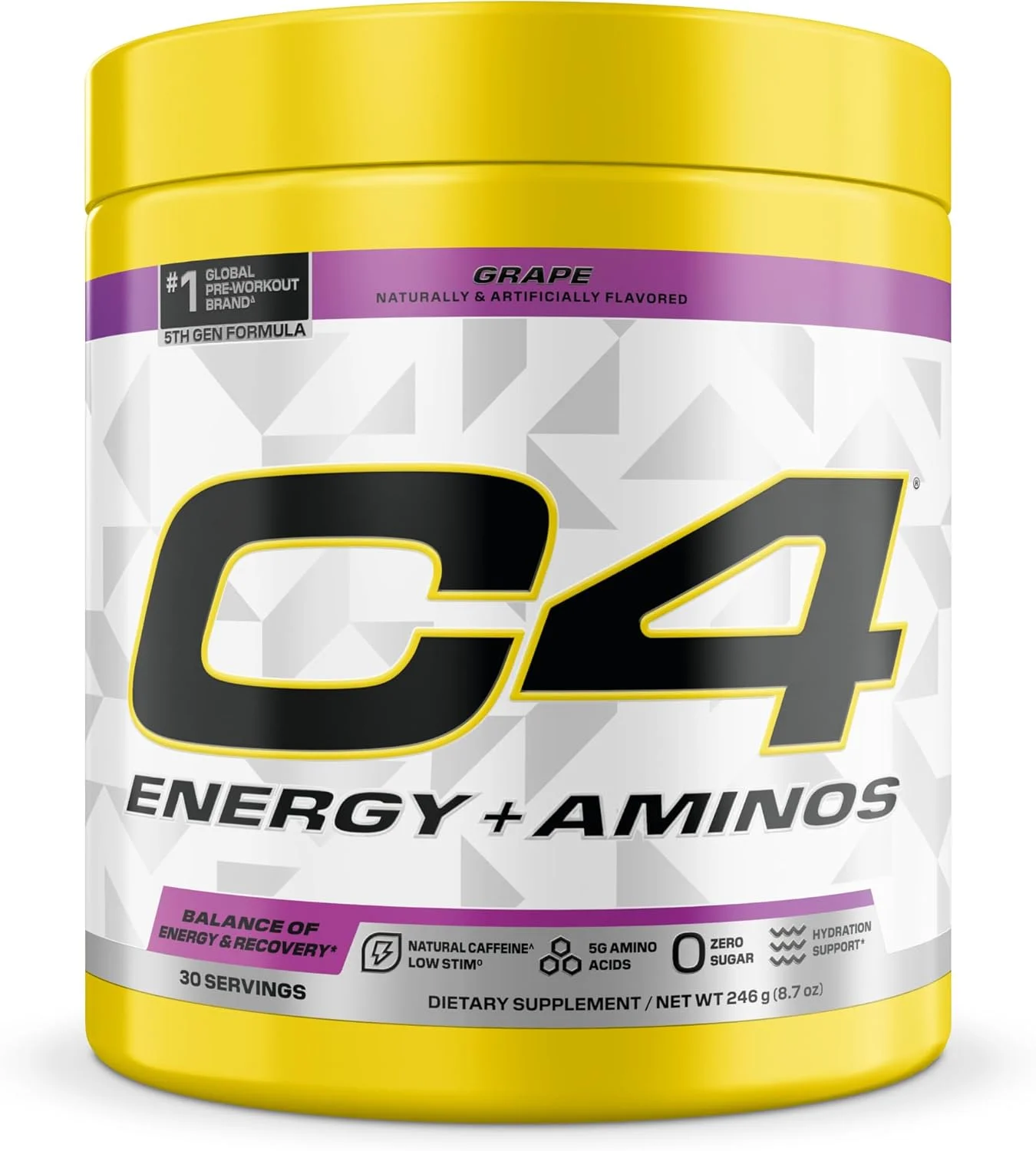 پودر انرژی + آمینو C4 سلوکور، 5 گرم BCAA و EAA برای ریکاوری عضلات، 3 الکترولیت برای آبرسانی، 100 میلی گرم کافئین طبیعی قبل از تمرین بدون شکر، 30 سروینگ، انگور پودر انرژی + آمینو C4 سلوکور، 5 گرم BCAA و EAA برای ریکاوری عضلات، 3 الکترولیت برای آبرسانی، 100 میلی گرم کافئین طبیعی قبل از تمرین بدون شکر، 30 سروینگ، انگور