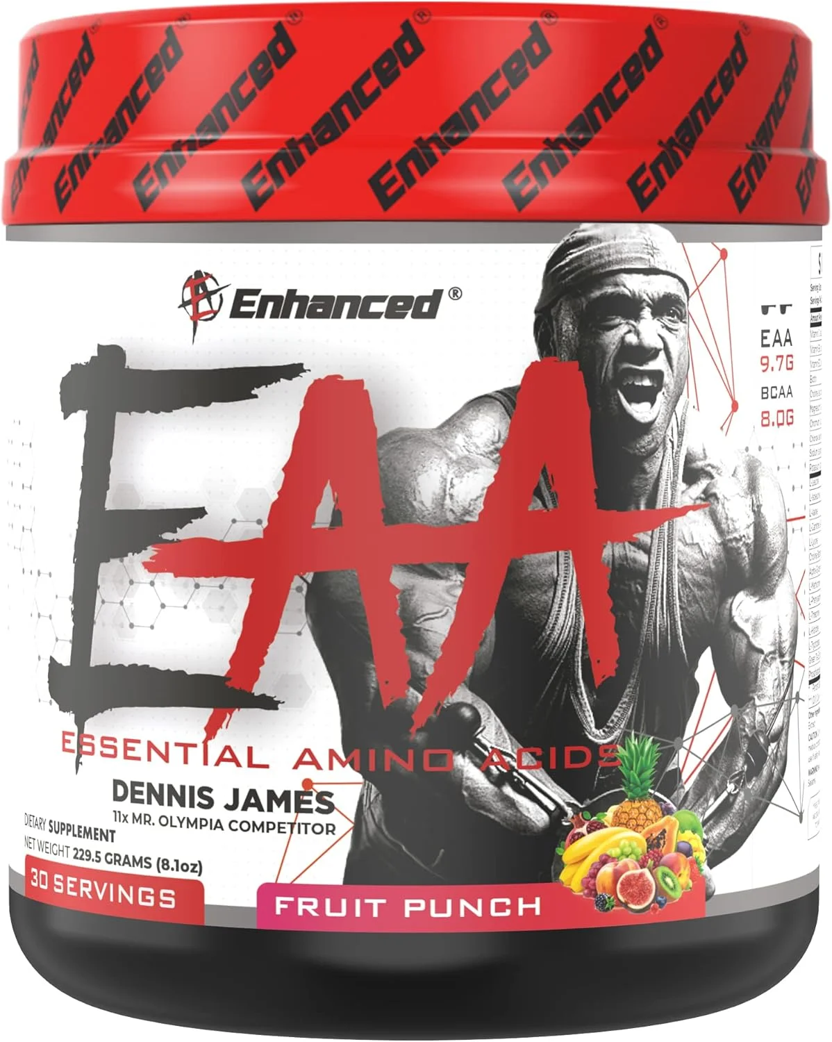Enhanced Labs - EAA+ دنیس جیمز - فرمول اسید آمینه ضروری و BCAA برای افزایش حجم، ریکاوری، رشد عضلات و سوخت (30 سروینگ) (پانچ میوه) Enhanced Labs - EAA+ دنیس جیمز - فرمول اسید آمینه ضروری و BCAA برای افزایش حجم، ریکاوری، رشد عضلات و سوخت (30 سروینگ) (پانچ میوه)