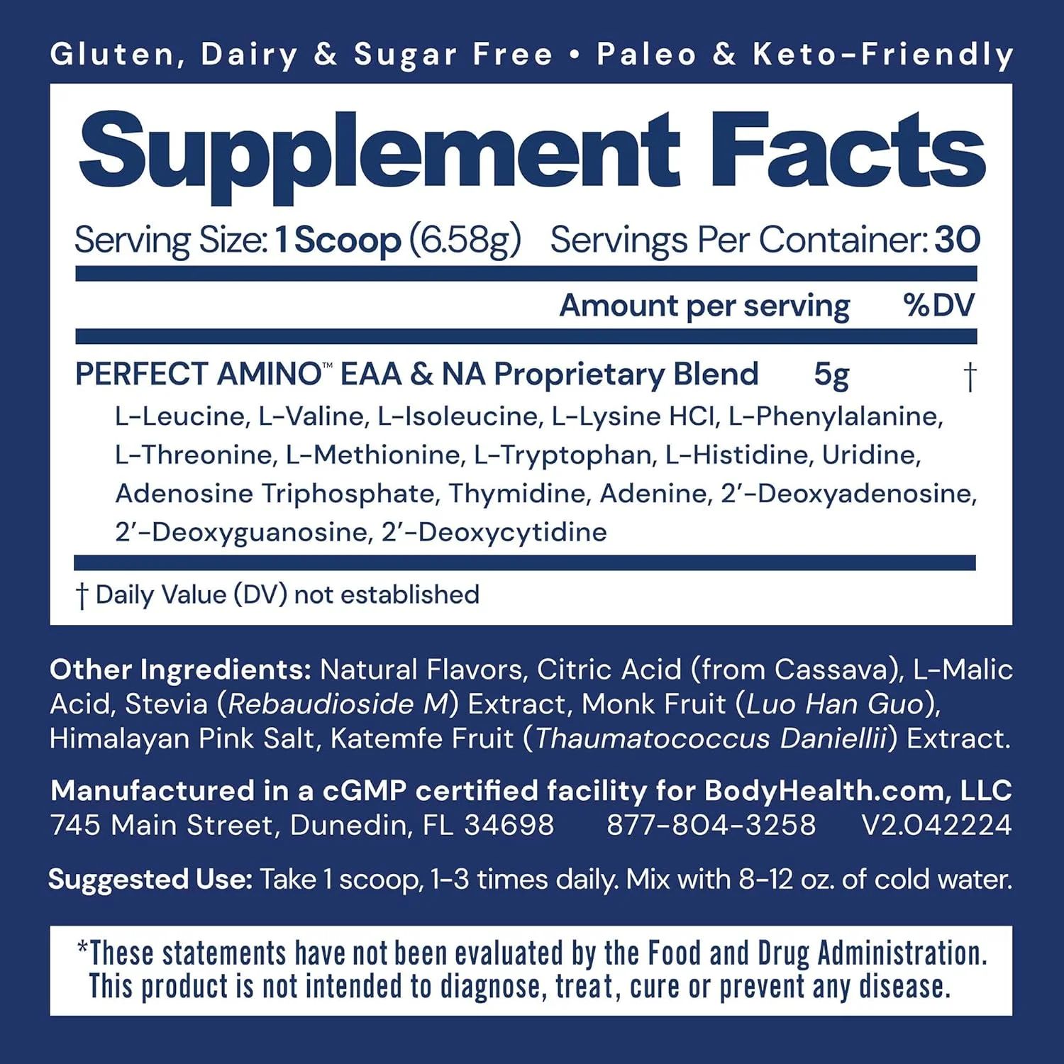 پودر آمینو اسید ترکیبی توت بادی هلث پرفکت آمینو (30 سروینگ) بهترین نوشیدنی ریکاوری قبل/بعد از تمرین، مکمل انرژی 8 اسید آمینه ضروری با 50% BCAA، 100% ارگانیک، 99% جذب پودر آمینو اسید ترکیبی توت بادی هلث پرفکت آمینو (30 سروینگ) بهترین نوشیدنی ریکاوری قبل/بعد از تمرین، مکمل انرژی 8 اسید آمینه ضروری با 50% BCAA، 100% ارگانیک، 99% جذب