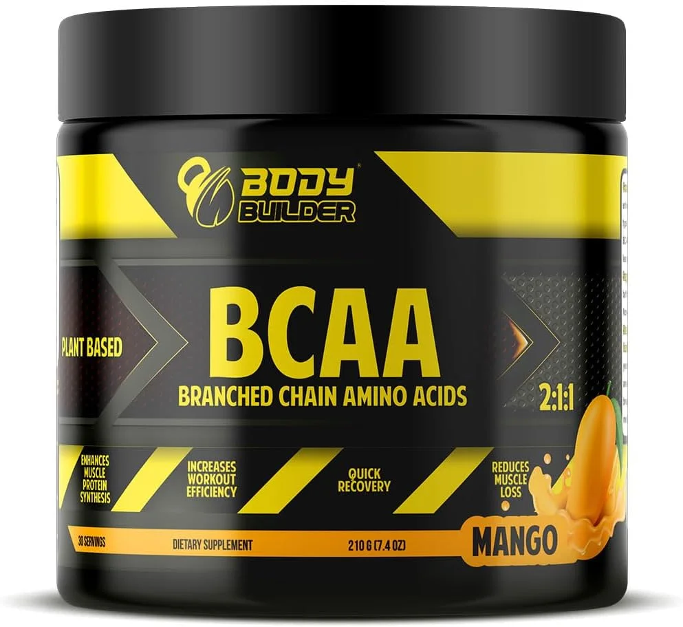 مکمل BCAA بدنسازی - ریکاوری سریع، حفظ عضلات، تمرینات پیشرفته - وگان و سازگار با کتو، بدون گلوتن، سویا و شکر (30 سروینگ، انبه)