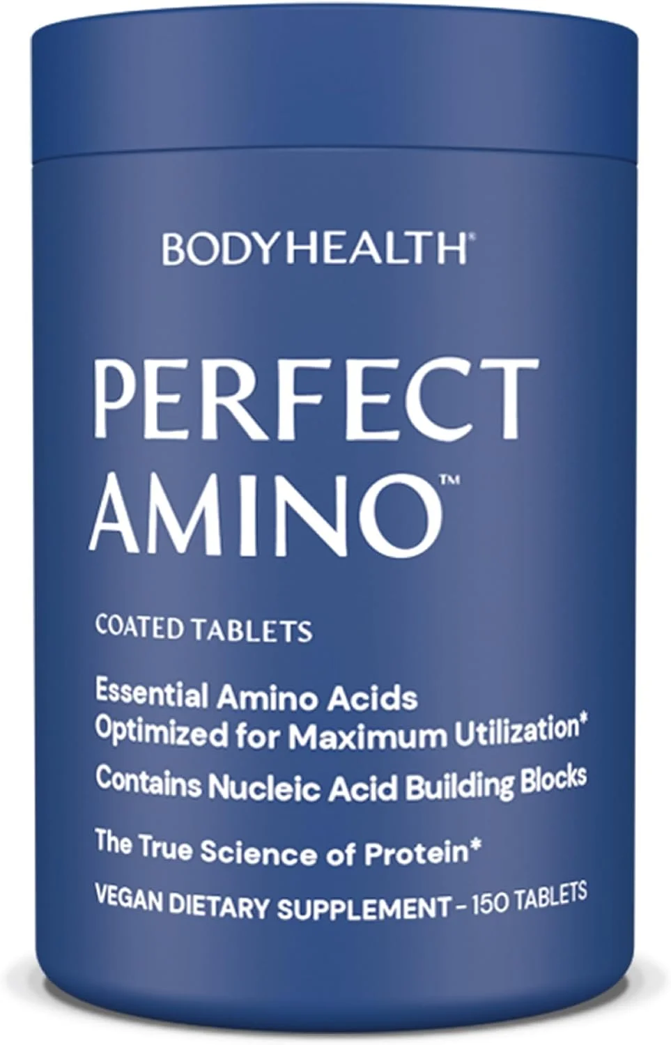 قرص های PerfectAmino BodyHealth با بلع آسان (150 عدد)، مکمل اسیدهای آمینه ضروری با BCAAs، پروتئین وگان برای قبل/بعد از تمرین و ریکاوری عضلات با لیزین، تریپتوفان، لوسین، متیونین