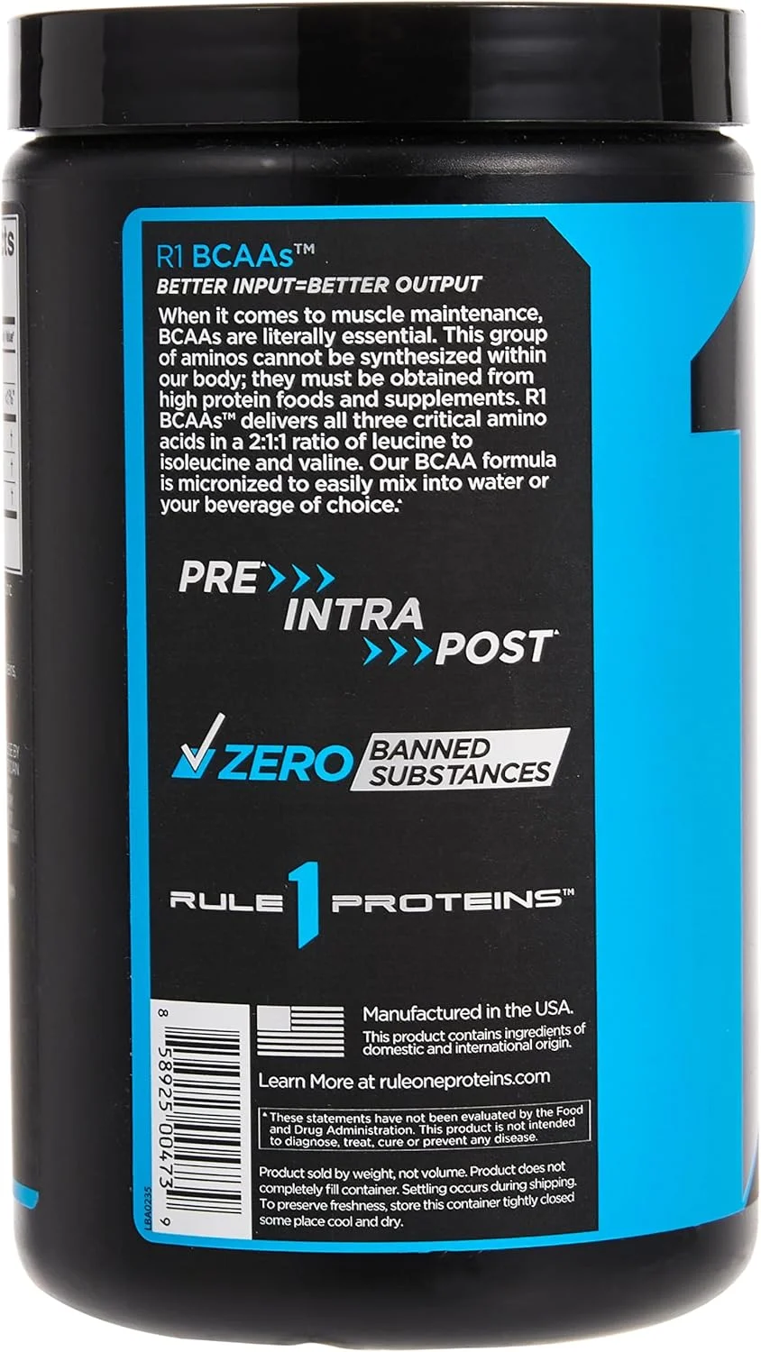 آمینواسیدهای شاخه دار میکرونیزه 100% Rule 1 با طعم تمشک آبی | 60 سروینگ (432 گرم)