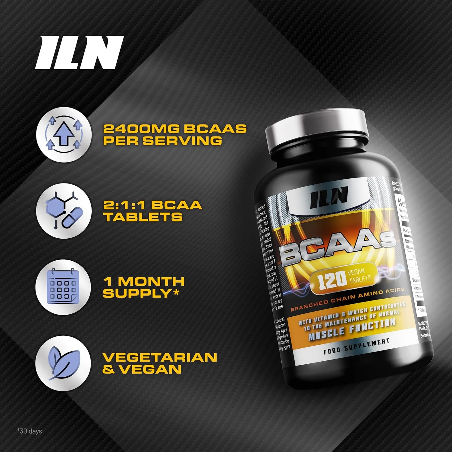 قرص BCAA - بی سی ای ای (120 قرص) - 2400 میلی گرم BCAA در هر وعده - آمینو اسیدهای BCAA با ویتامین D برای عملکرد طبیعی عضلات - مناسب برای وگان ها و گیاهخواران