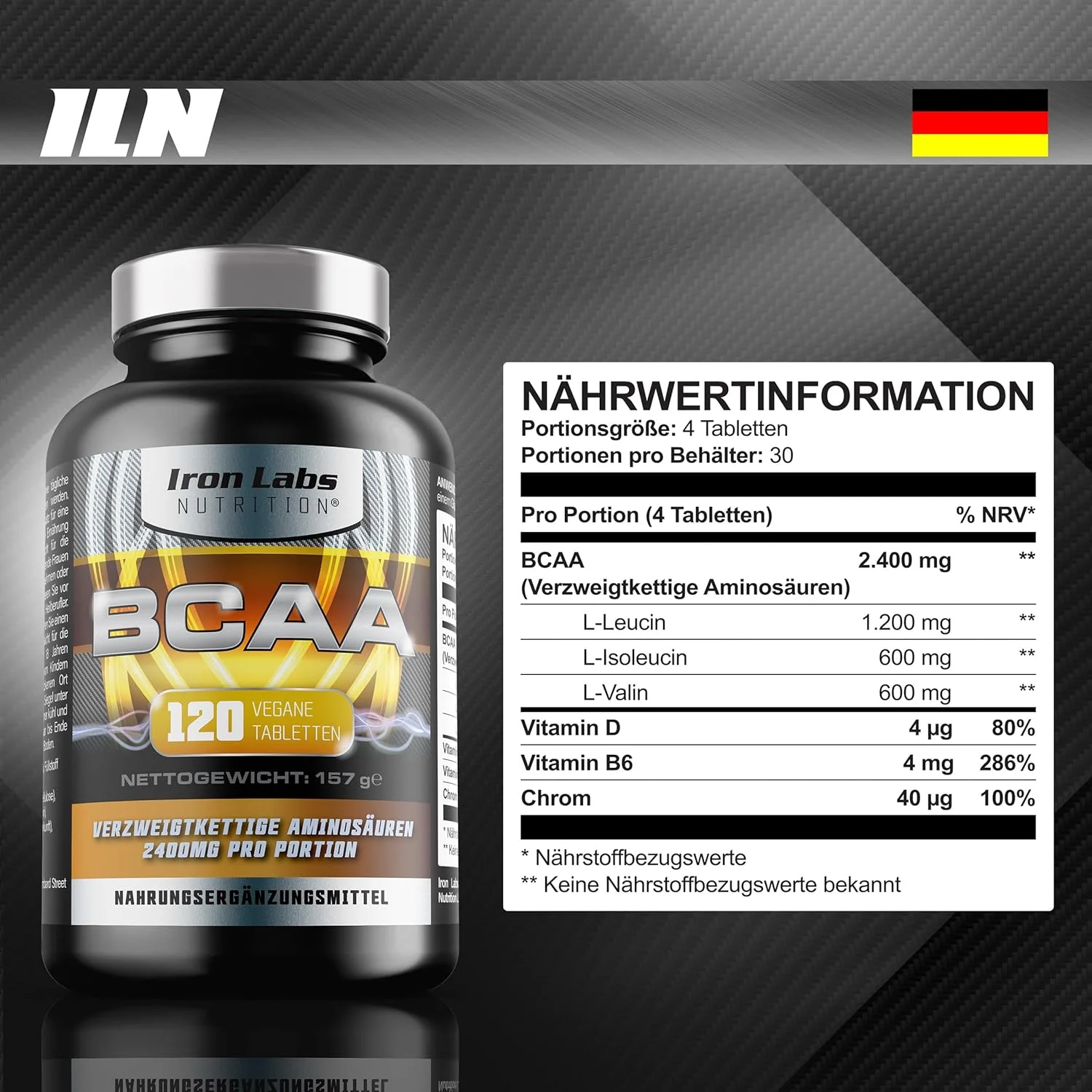 قرص BCAA - بی سی ای ای (120 قرص) - 2400 میلی گرم BCAA در هر وعده - آمینو اسیدهای BCAA با ویتامین D برای عملکرد طبیعی عضلات - مناسب برای وگان ها و گیاهخواران