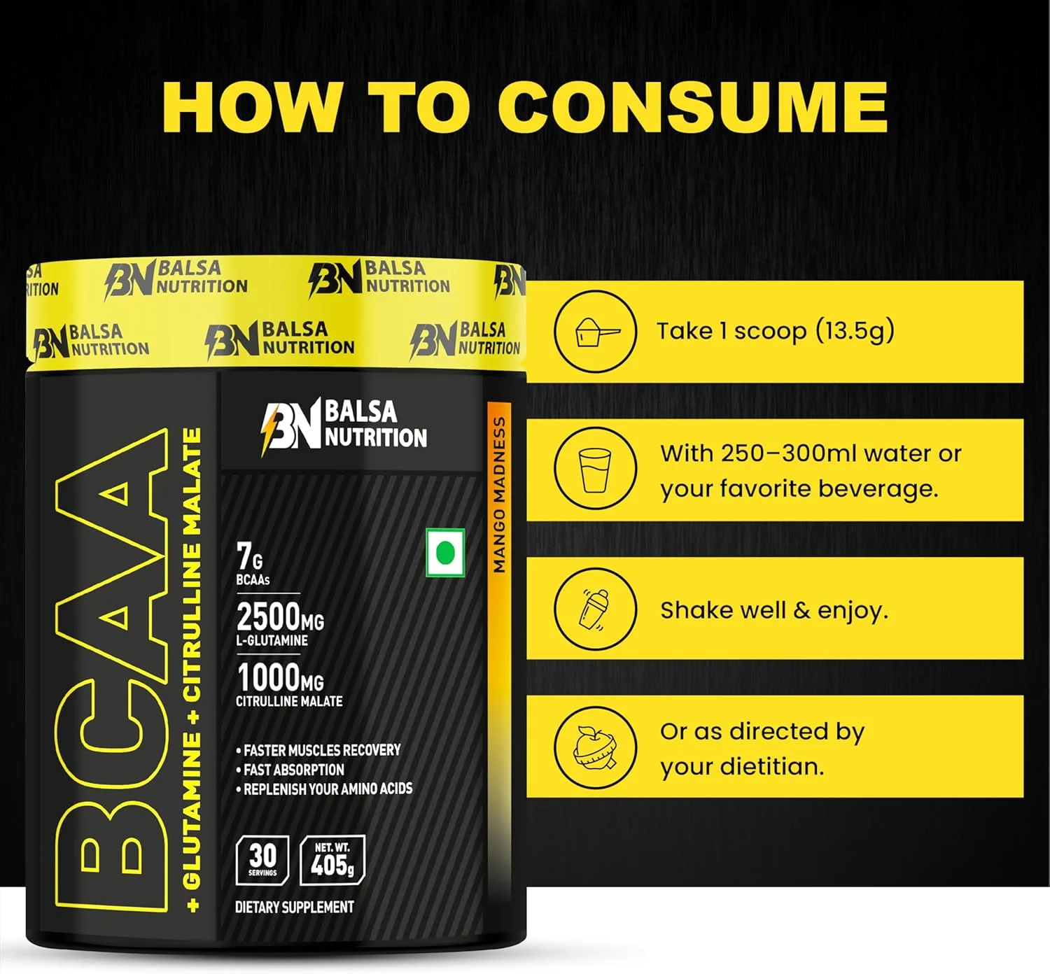 پودر BCAA بالسا نوتریشن با گلوتامین + سیترولین مالات - 405 گرم، 30 سروینگ (انبه دیوانگی) | اسید آمینه برای ریکاوری و استقامت عضلات، افزایش انرژی و ایمنی | غیر GMO پودر BCAA بالسا نوتریشن با گلوتامین + سیترولین مالات - 405 گرم، 30 سروینگ (انبه دیوانگی) | اسید آمینه برای ریکاوری و استقامت عضلات، افزایش انرژی و ایمنی | غیر GMO