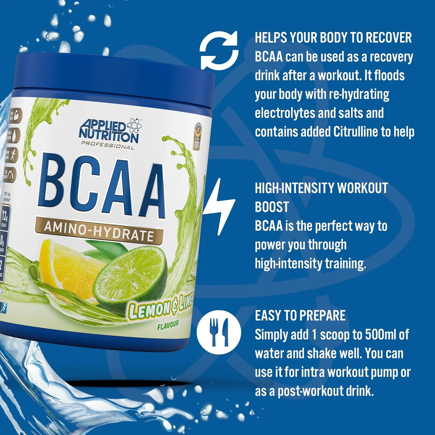 بسته تغذیه کاربردی: پودر BCAA 450 گرم + بطری آب Lifestyle 1000 میلی لیتر | مکمل آمینو اسیدهای شاخه دار BCAA، حین تمرین و ریکاوری (450 گرم - 32 سروینگ) (لیمو و لیموترش) بسته تغذیه کاربردی: پودر BCAA 450 گرم + بطری آب Lifestyle 1000 میلی لیتر | مکمل آمینو اسیدهای شاخه دار BCAA، حین تمرین و ریکاوری (450 گرم - 32 سروینگ) (لیمو و لیموترش)