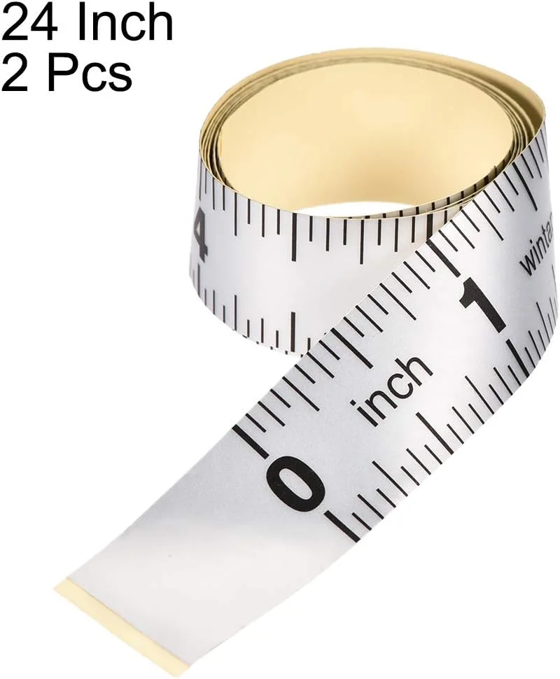 نوار اندازه گیری چسبی uxcell، 24 اینچ، نوار اندازه گیری پوست کنده و چسبنده، مقیاس اینچی برای میز کار، 2 عدد