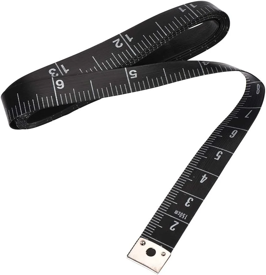 متر خیاطی پارچه ای یوایکسسل برای اندازه گیری بدن 1.5 متری 60 اینچی، متر اندازه گیری نرم دو طرفه برای خیاطی، مشکی