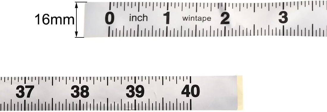 نوار اندازه گیری چسبی uxcell با طول 40 اینچ، نوار اندازه گیری پوست کنده و چسبنده با مقیاس اینچی برای میز کار، 2 عدد