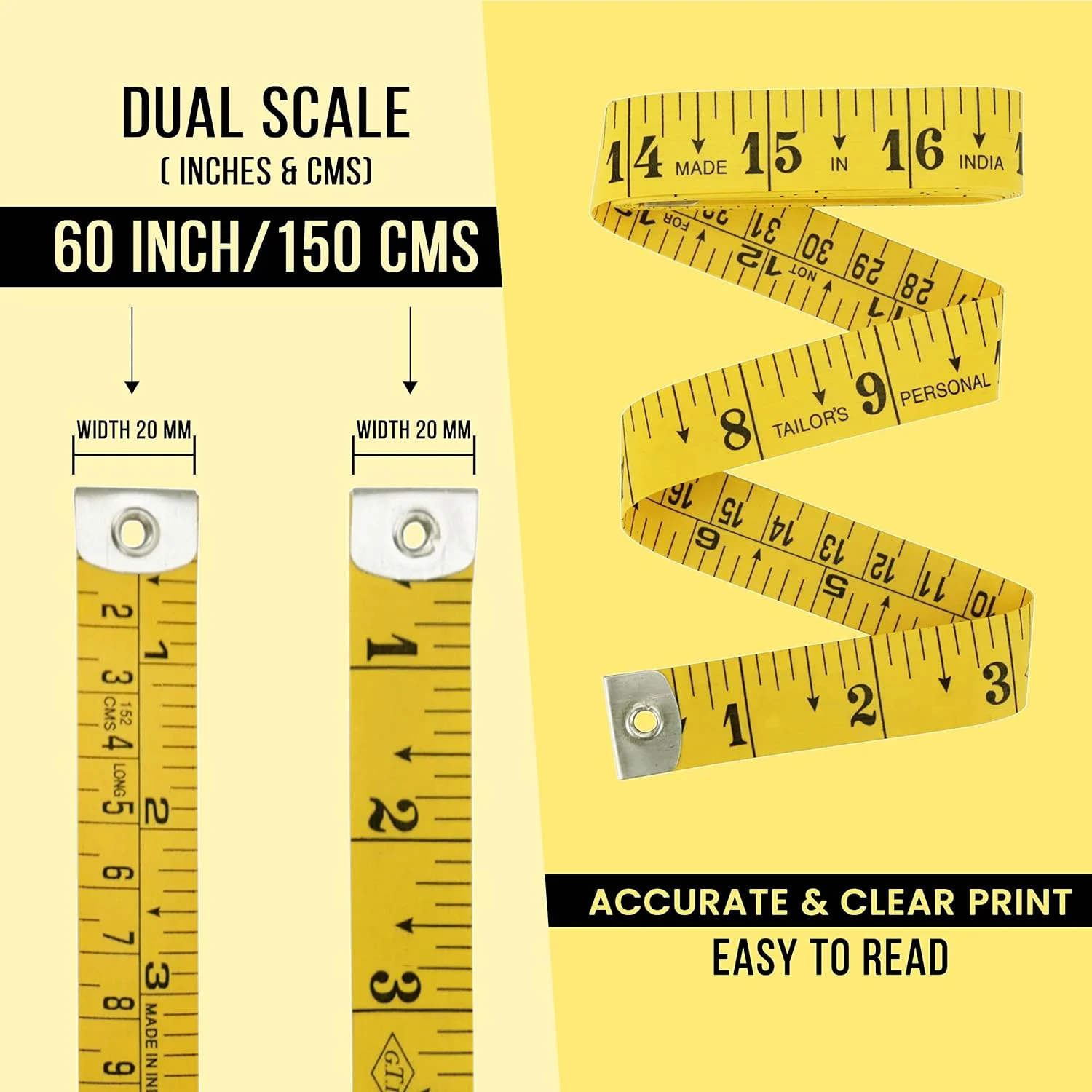 یونایتد پرایم بسته 5 عددی متر نواری انعطاف پذیر، نوار اندازه گیری دقیق با مقیاس دوگانه استاندارد و متریک، نوار اندازه گیری نرم برای بدن، خیاطی، ساخت صنایع دستی، 150 سانتی متر / 60 اینچ یونایتد پرایم بسته 5 عددی متر نواری انعطاف پذیر، نوار اندازه گیری دقیق با مقیاس دوگانه استاندارد و متریک، نوار اندازه گیری نرم برای بدن، خیاطی، ساخت صنایع دستی، 150 سانتی متر / 60 اینچ