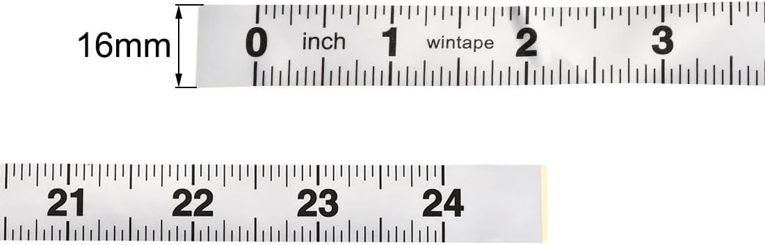 نوار اندازه گیری چسبی uxcell، 24 اینچ، نوار اندازه گیری پوست کنده و چسبنده، مقیاس اینچی برای میز کار، 2 عدد