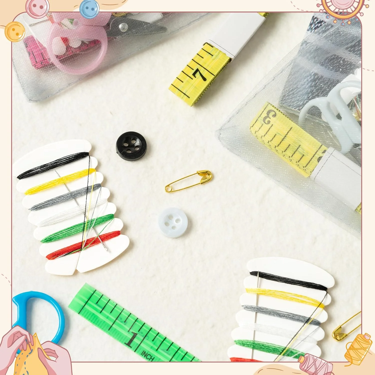 جعبه خیاطی مسافرتی کودک واتینک 144 تکه، کیت خیاطی کوچک و ساده و کاربردی برای تعمیر نخ، کیت اضطراری با متر نواری و خط کش، کیت اضطراری مینی برای کیسه های هدیه خوش آمد گویی کلاس درس کودکان جعبه خیاطی مسافرتی کودک واتینک 144 تکه، کیت خیاطی کوچک و ساده و کاربردی برای تعمیر نخ، کیت اضطراری با متر نواری و خط کش، کیت اضطراری مینی برای کیسه های هدیه خوش آمد گویی کلاس درس کودکان