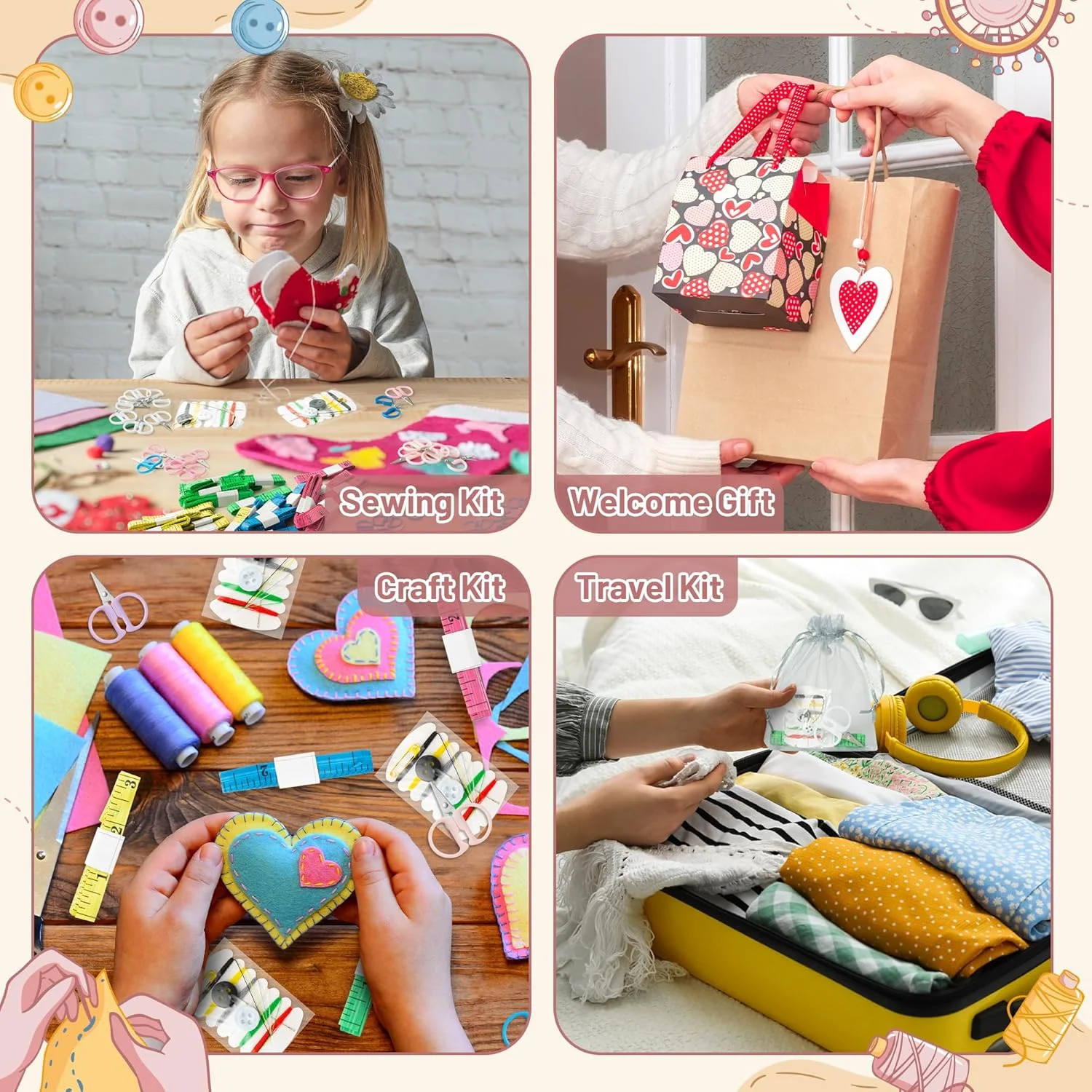 جعبه خیاطی مسافرتی کودک واتینک 144 تکه، کیت خیاطی کوچک و ساده و کاربردی برای تعمیر نخ، کیت اضطراری با متر نواری و خط کش، کیت اضطراری مینی برای کیسه های هدیه خوش آمد گویی کلاس درس کودکان جعبه خیاطی مسافرتی کودک واتینک 144 تکه، کیت خیاطی کوچک و ساده و کاربردی برای تعمیر نخ، کیت اضطراری با متر نواری و خط کش، کیت اضطراری مینی برای کیسه های هدیه خوش آمد گویی کلاس درس کودکان