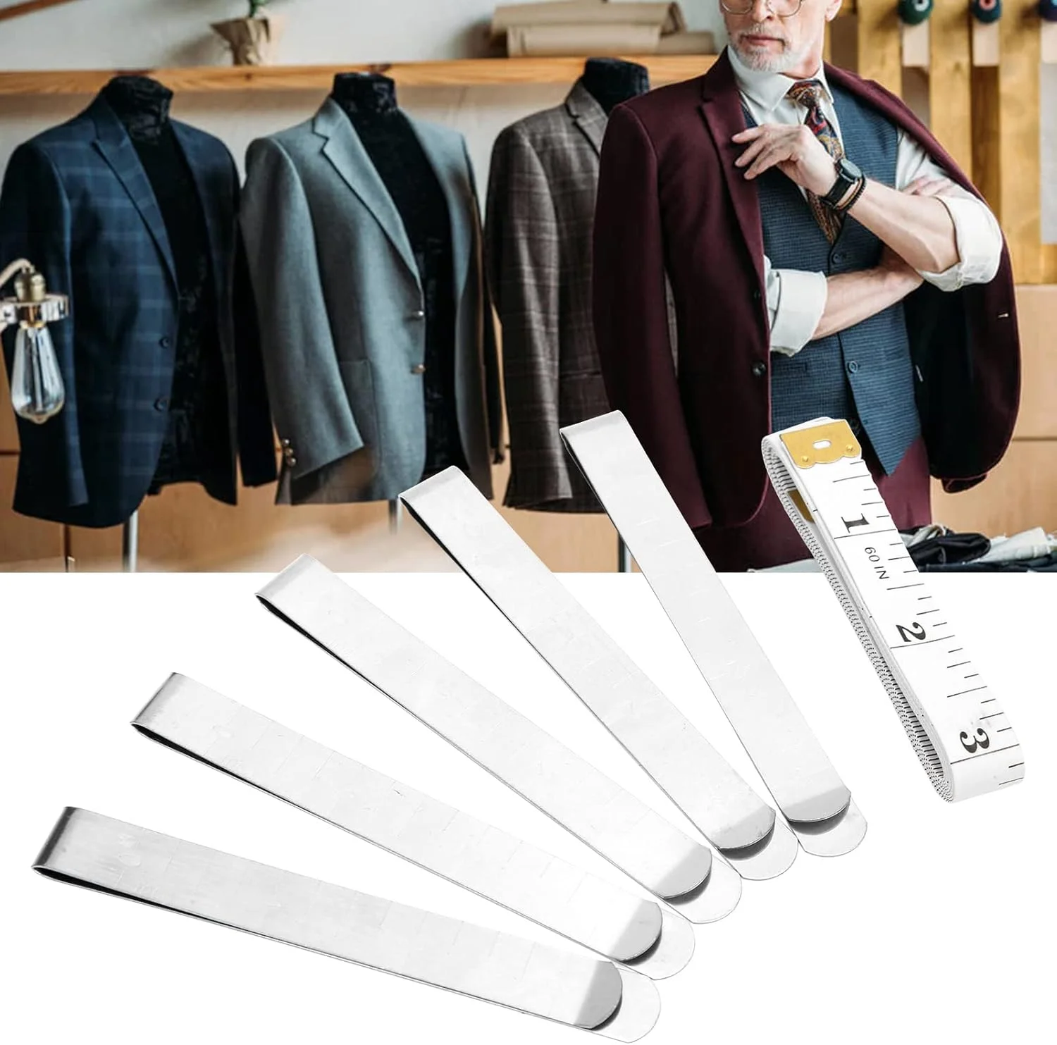 گیره های خیاطی استیل ضد زنگ، مجموعه گیره های اندازه گیری نوار نرم برای خیاطی گیره های خیاطی استیل ضد زنگ، مجموعه گیره های اندازه گیری نوار نرم برای خیاطی