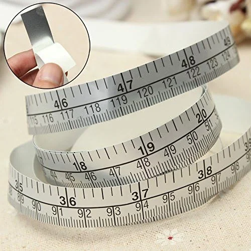 نوار اندازه گیری نقره ای خود چسب، خط کش وینیل، برچسب ماشین خیاطی نوار اندازه گیری نقره ای خود چسب، خط کش وینیل، برچسب ماشین خیاطی