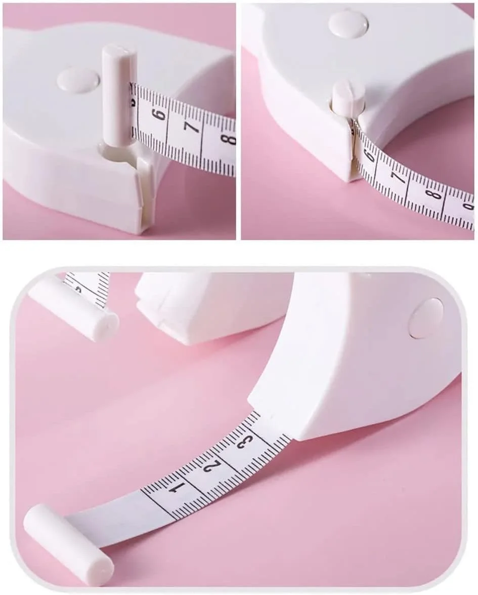نوار اندازه گیری بدن سیلک روت - نوار اندازه گیری سفید 60 اینچی، نوار اندازه گیری دقیق دور کمر برای کاهش وزن، نوار اندازه گیری بدن تلسکوپی اتوماتیک خیاطی
