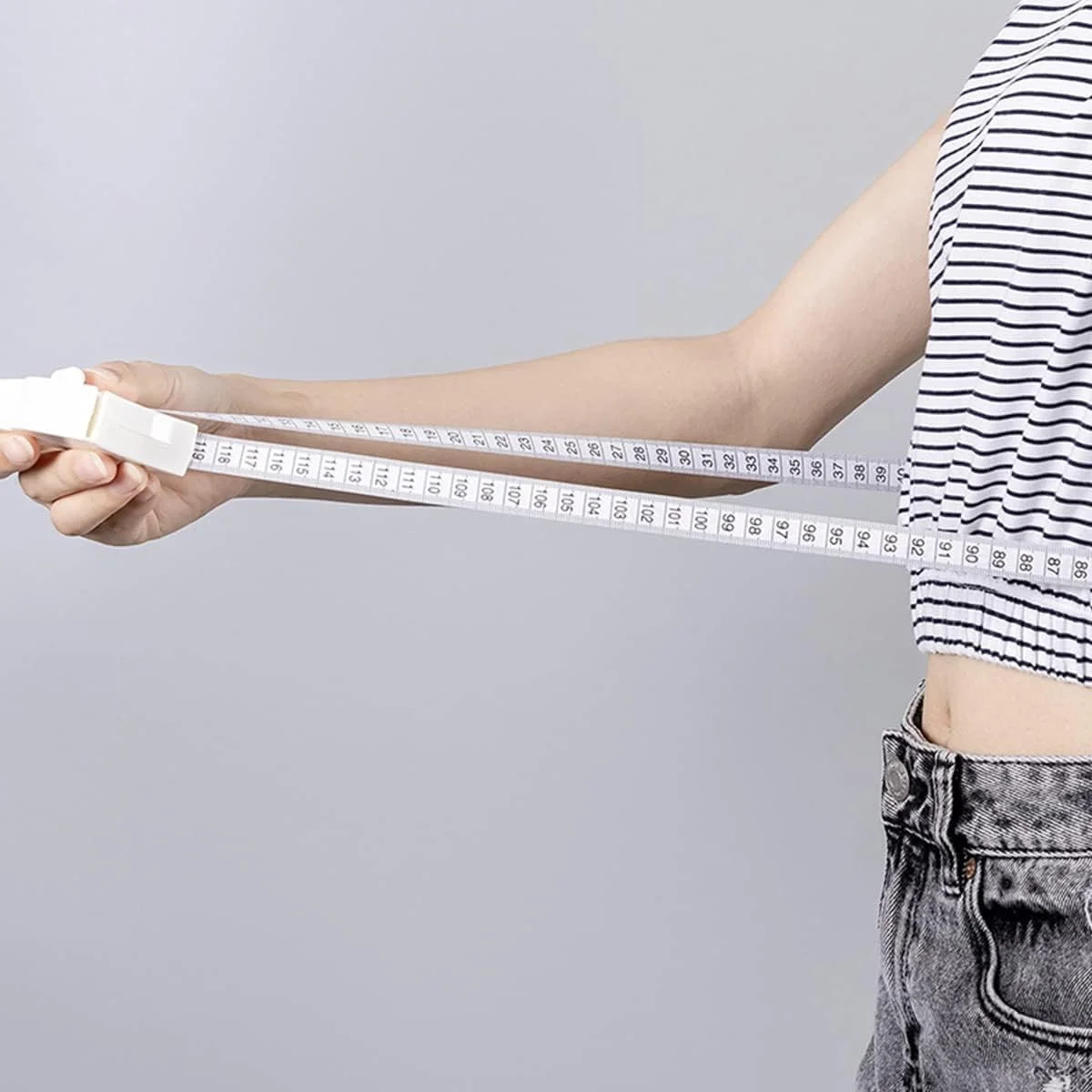 نوار اندازه گیری بدن سیلک روت - نوار اندازه گیری سفید 60 اینچی، نوار اندازه گیری دقیق دور کمر برای کاهش وزن، نوار اندازه گیری بدن تلسکوپی اتوماتیک خیاطی