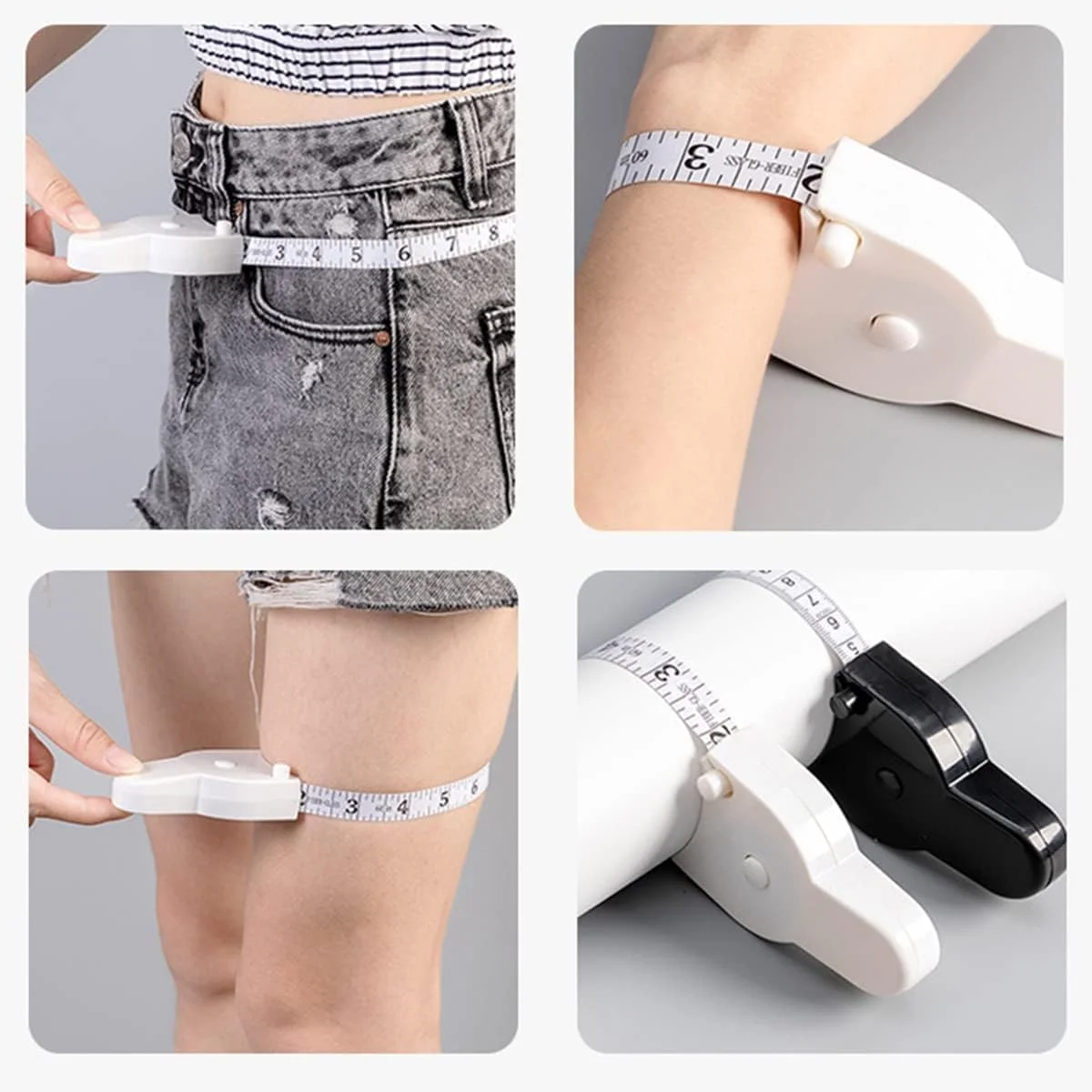 نوار اندازه گیری بدن سیلک روت - نوار اندازه گیری سفید 60 اینچی، نوار اندازه گیری دقیق دور کمر برای کاهش وزن، نوار اندازه گیری بدن تلسکوپی اتوماتیک خیاطی