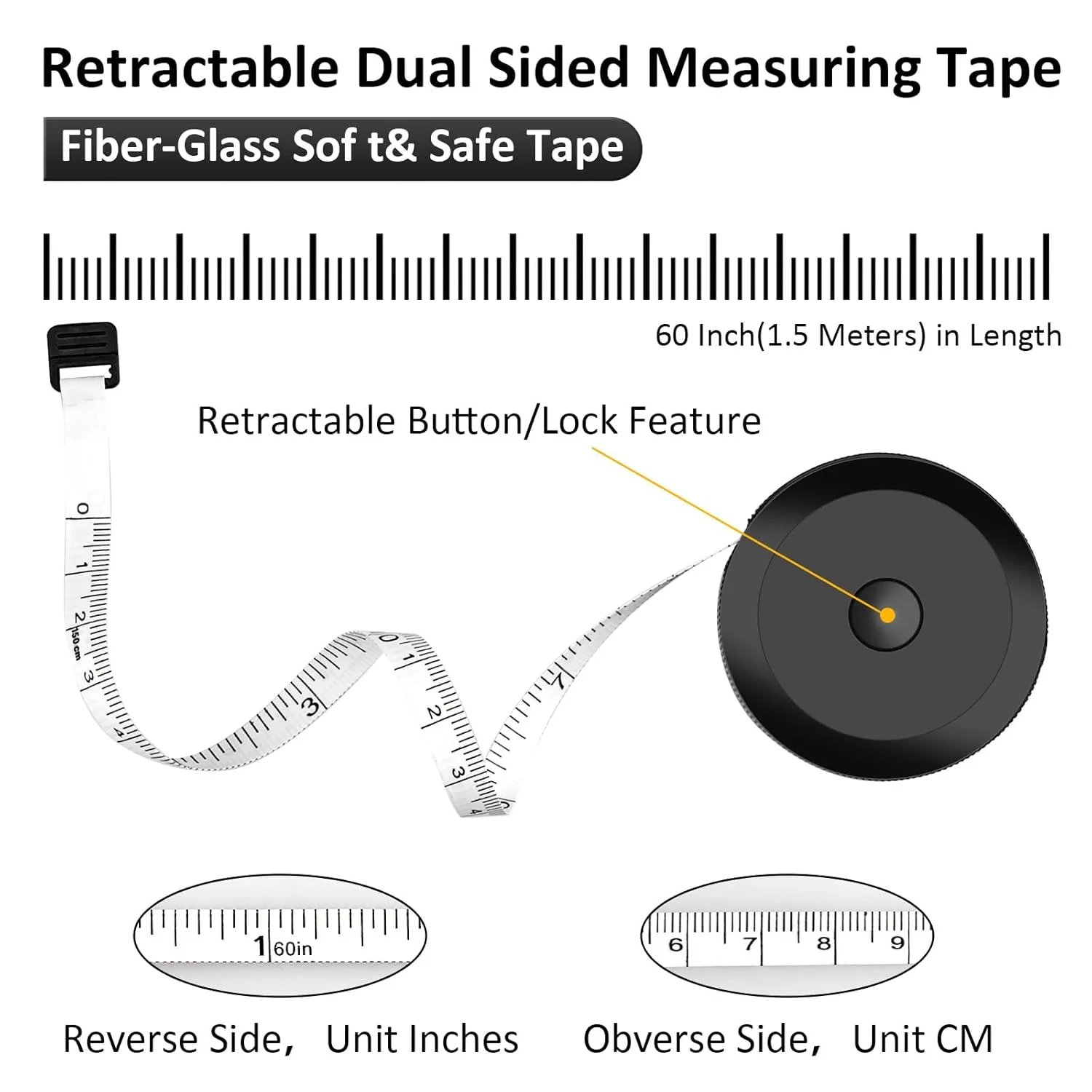 مجموعه 2 عددی متر خیاطی برای اندازه گیری بدن، کاهش وزن، جمع شونده 150 سانتی متری، نرم، سفید و دارای مقیاس دوگانه مجموعه 2 عددی متر خیاطی برای اندازه گیری بدن، کاهش وزن، جمع شونده 150 سانتی متری، نرم، سفید و دارای مقیاس دوگانه