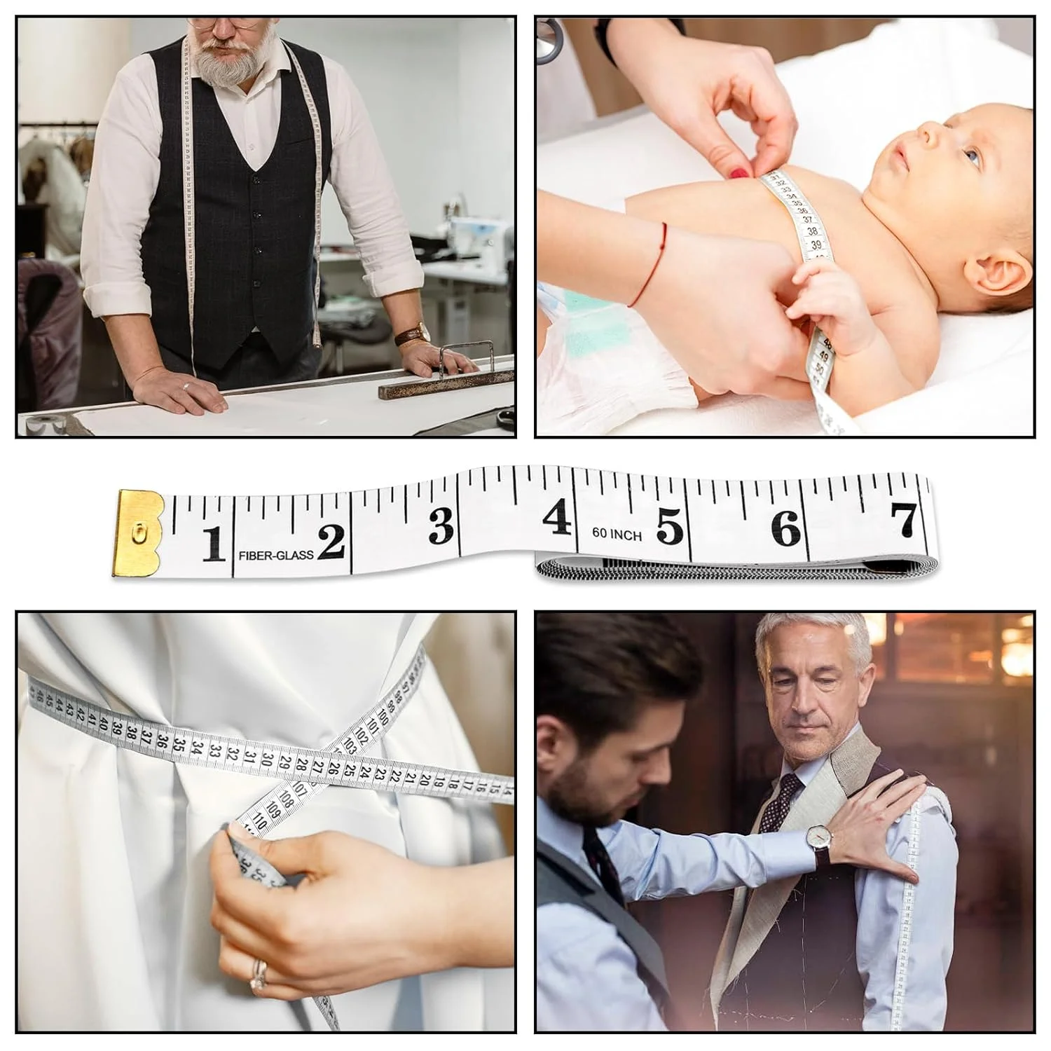 مجموعه 2 عددی متر خیاطی برای اندازه گیری بدن، کاهش وزن، جمع شونده 150 سانتی متری، نرم، سفید و دارای مقیاس دوگانه مجموعه 2 عددی متر خیاطی برای اندازه گیری بدن، کاهش وزن، جمع شونده 150 سانتی متری، نرم، سفید و دارای مقیاس دوگانه