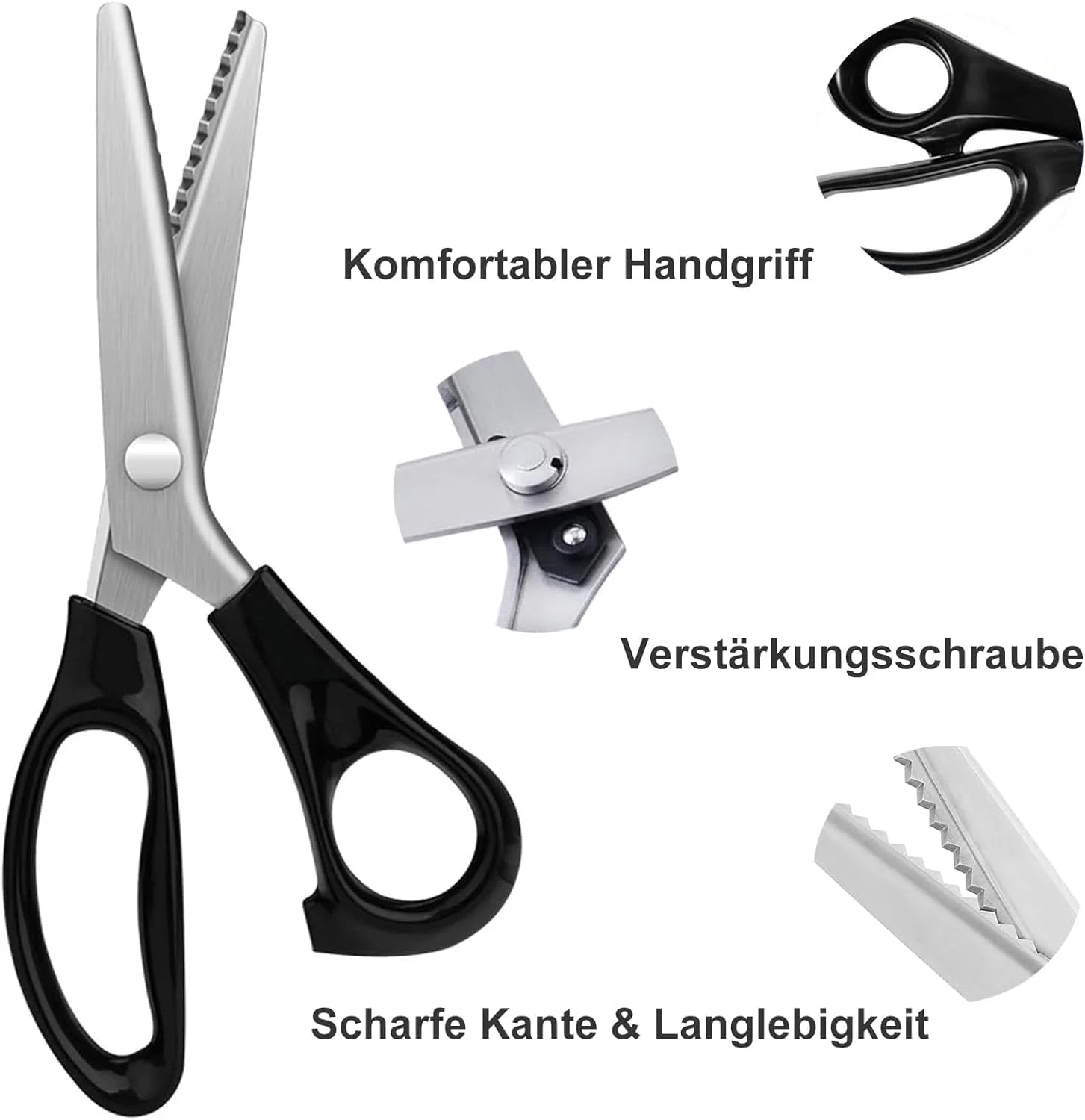 ست قیچی زیگزاگ پارچه، قیچی دالبر 23.5 سانتی متری به همراه قیچی نخ، قیچی تاشو و متر خیاطی، قیچی خیاطی استیل مشکی، قیچی تیز برای برش پارچه و صنایع دستی کاغذی ست قیچی زیگزاگ پارچه، قیچی دالبر 23.5 سانتی متری به همراه قیچی نخ، قیچی تاشو و متر خیاطی، قیچی خیاطی استیل مشکی، قیچی تیز برای برش پارچه و صنایع دستی کاغذی