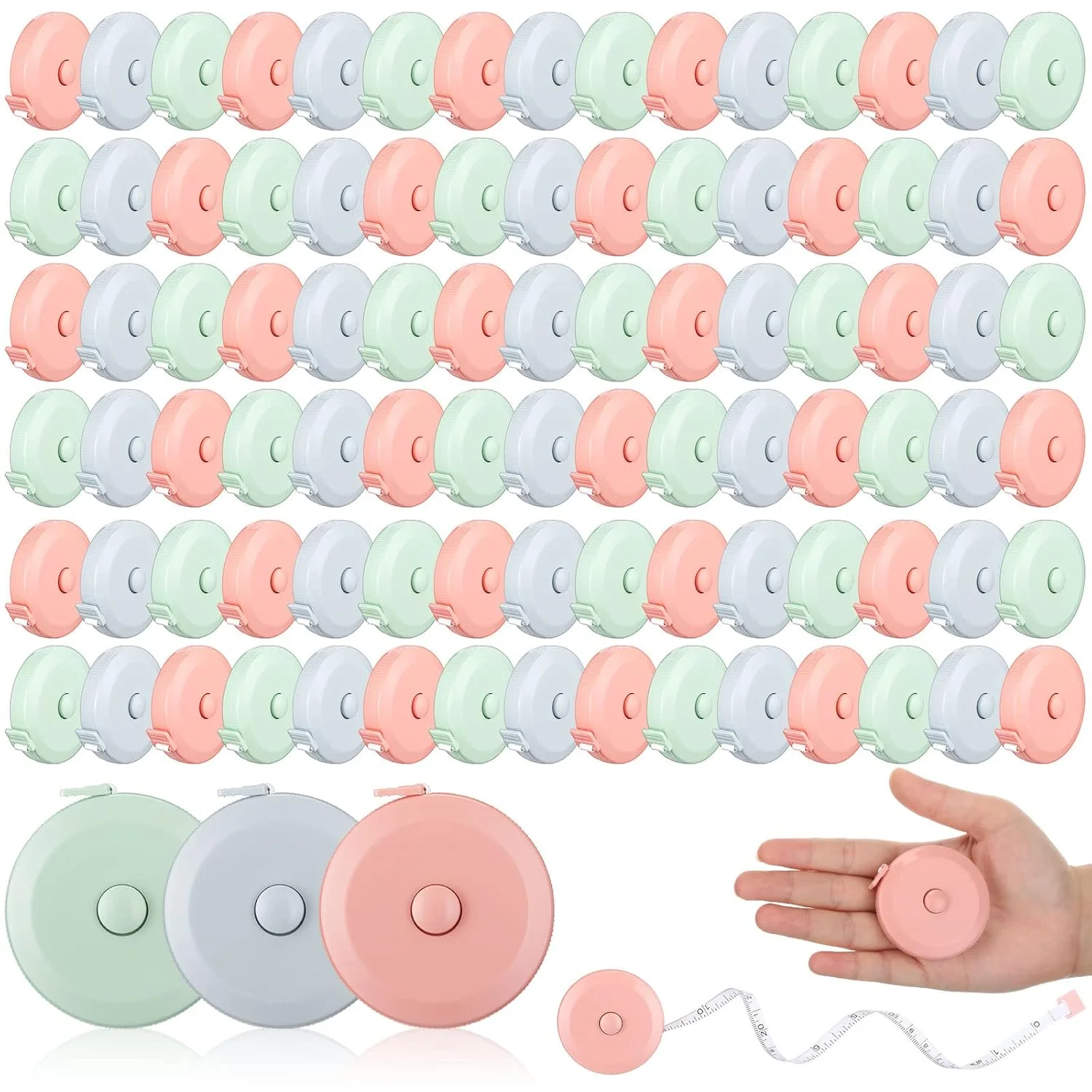 100 عدد متر نواری 150 سانتی متری جمع شونده، متر خیاطی نرم کوچک، متر پارچه ای مینی، متر پارچه ای انعطاف پذیر جیبی، متر دیجیتال برای بدن (سبز، آبی، صورتی) 100 عدد متر نواری 150 سانتی متری جمع شونده، متر خیاطی نرم کوچک، متر پارچه ای مینی، متر پارچه ای انعطاف پذیر جیبی، متر دیجیتال برای بدن (سبز، آبی، صورتی)