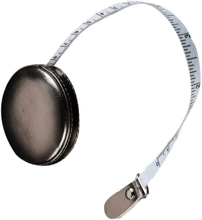 متر نواری جمع شونده با قاب چرمی گرد 1 متری، متر اندازه گیری نرم جیبی برای خیاطی، پارچه، خیاطی نقره ای متر نواری جمع شونده با قاب چرمی گرد 1 متری، متر اندازه گیری نرم جیبی برای خیاطی، پارچه، خیاطی نقره ای