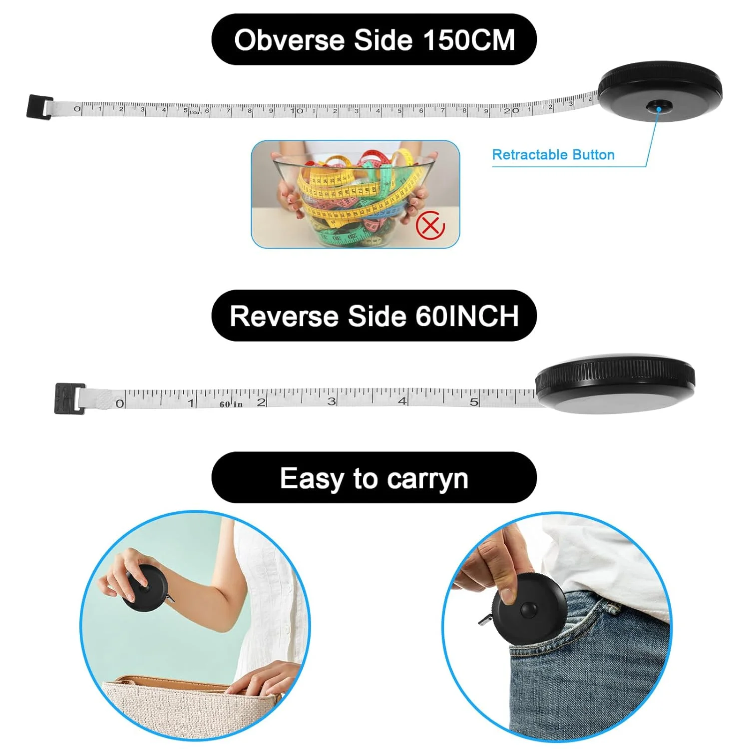 بسته 30 عددی متر خیاطی جمع شونده، متر نواری نرم پارچه ای برای اندازه گیری بدن، خط کش های دو طرفه برای خیاطی، بافندگی، صنایع دستی، اندازه گیری کاهش وزن (مشکی) بسته 30 عددی متر خیاطی جمع شونده، متر نواری نرم پارچه ای برای اندازه گیری بدن، خط کش های دو طرفه برای خیاطی، بافندگی، صنایع دستی، اندازه گیری کاهش وزن (مشکی)