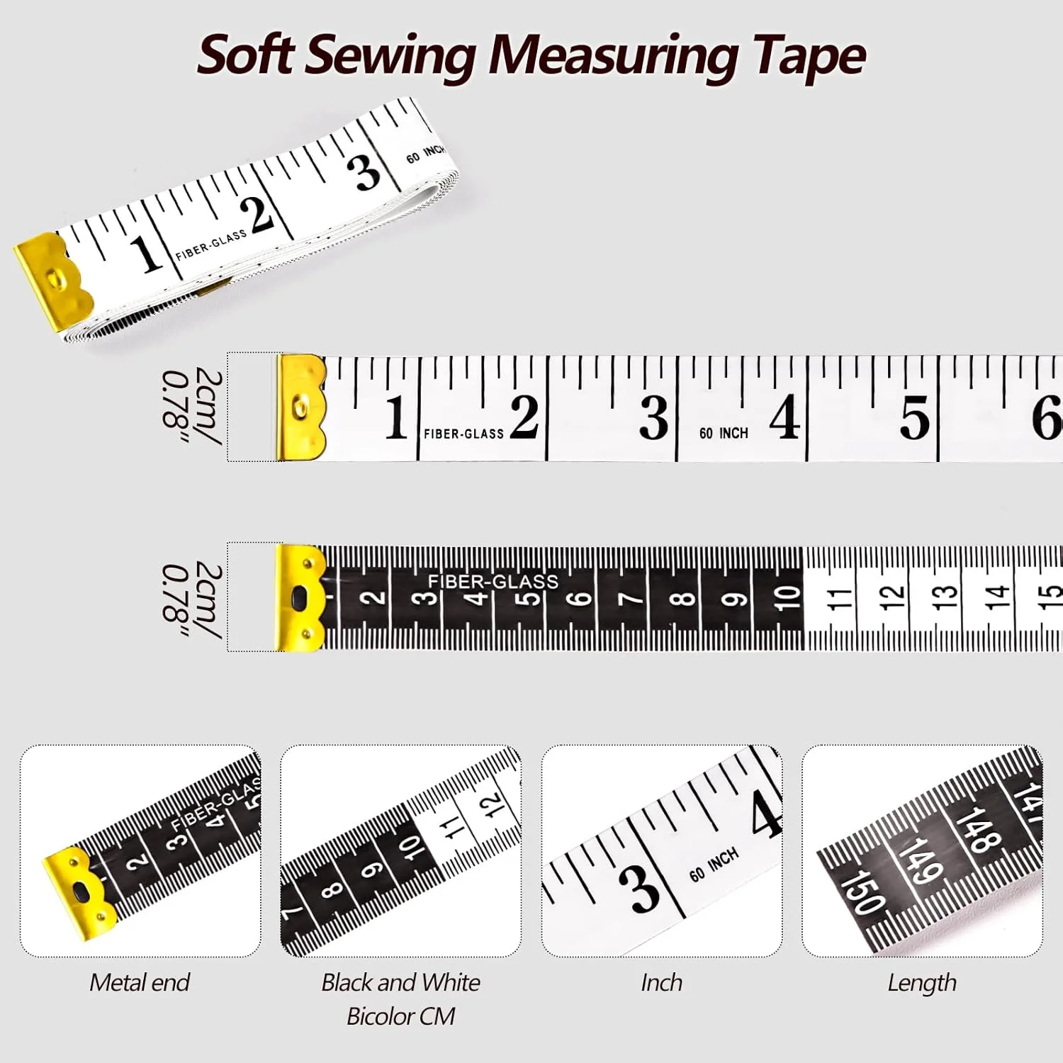 مجموعه 6 عددی متر نواری جمع شونده، 3 عدد متر خیاطی نرم برای اندازه گیری بدن، متر خیاطی دو طرفه 60 اینچی برای پارچه، خیاطی، کاهش وزن و اندازه گیری بدن مجموعه 6 عددی متر نواری جمع شونده، 3 عدد متر خیاطی نرم برای اندازه گیری بدن، متر خیاطی دو طرفه 60 اینچی برای پارچه، خیاطی، کاهش وزن و اندازه گیری بدن