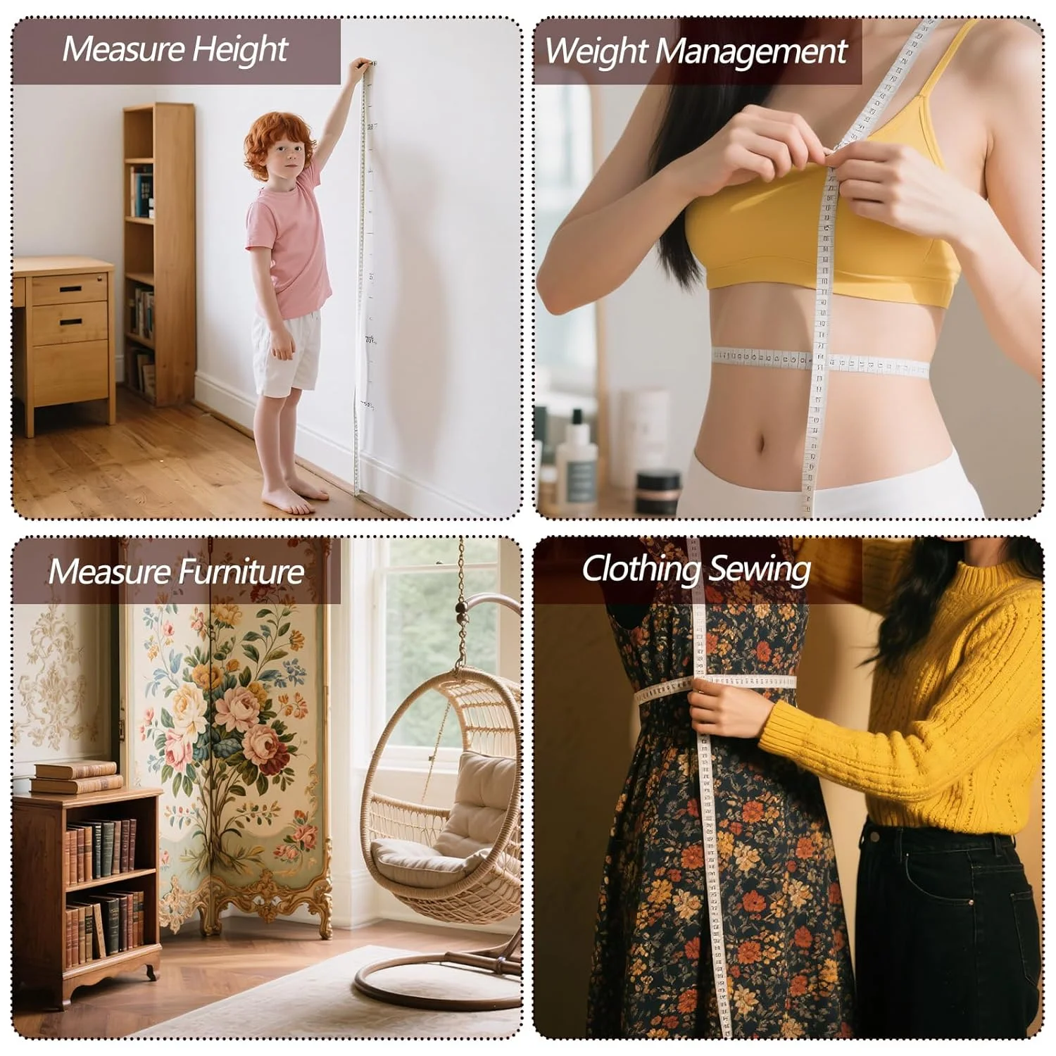 مجموعه 6 عددی متر نواری جمع شونده، 3 عدد متر خیاطی نرم برای اندازه گیری بدن، متر خیاطی دو طرفه 60 اینچی برای پارچه، خیاطی، کاهش وزن و اندازه گیری بدن مجموعه 6 عددی متر نواری جمع شونده، 3 عدد متر خیاطی نرم برای اندازه گیری بدن، متر خیاطی دو طرفه 60 اینچی برای پارچه، خیاطی، کاهش وزن و اندازه گیری بدن