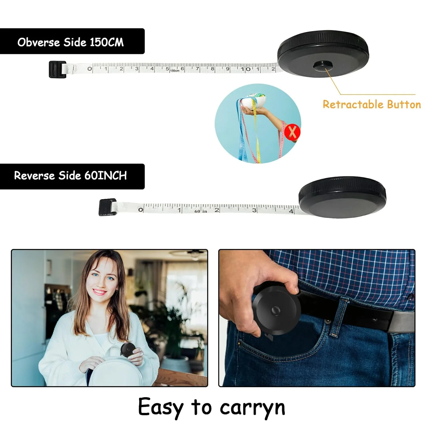 متر خیاطی بدن Retainbre، بسته 30 عددی متر نواری جمع شونده نرم برای خیاطی، پارچه، بافندگی، اندازه گیری کاهش وزن، مشکی، متر خیاطی دو طرفه متر خیاطی بدن Retainbre، بسته 30 عددی متر نواری جمع شونده نرم برای خیاطی، پارچه، بافندگی، اندازه گیری کاهش وزن، مشکی، متر خیاطی دو طرفه