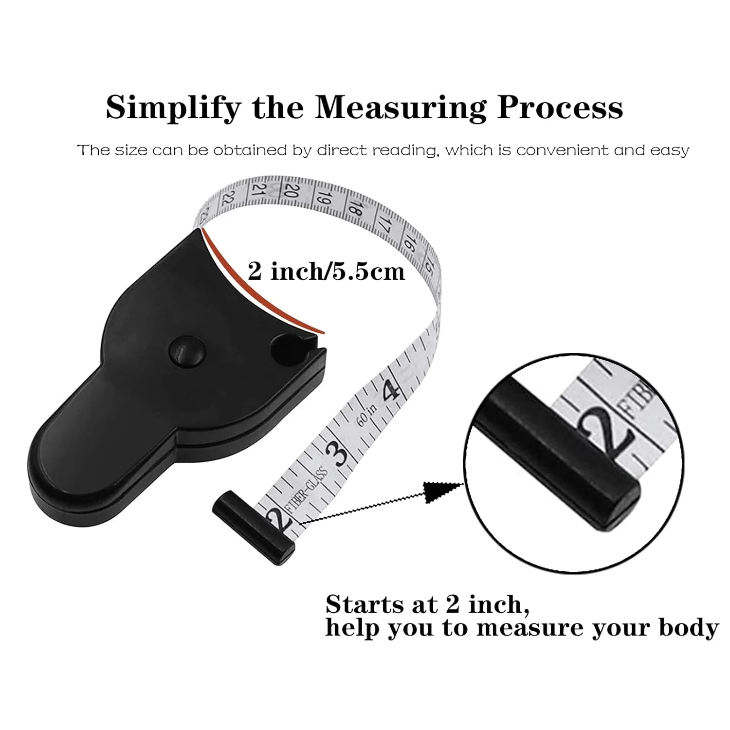 بسته 2 عددی متر نواری بدن 150 سانتی‌متری (60 اینچی)، متر اندازه‌گیری خودکار جمع‌شونده برای بدن، دارای پین قفل و دکمه فشاری جمع‌شونده، مترهای نواری نرم برای اندازه‌گیری بدن، تناسب اندام، خیاطی، دوخت