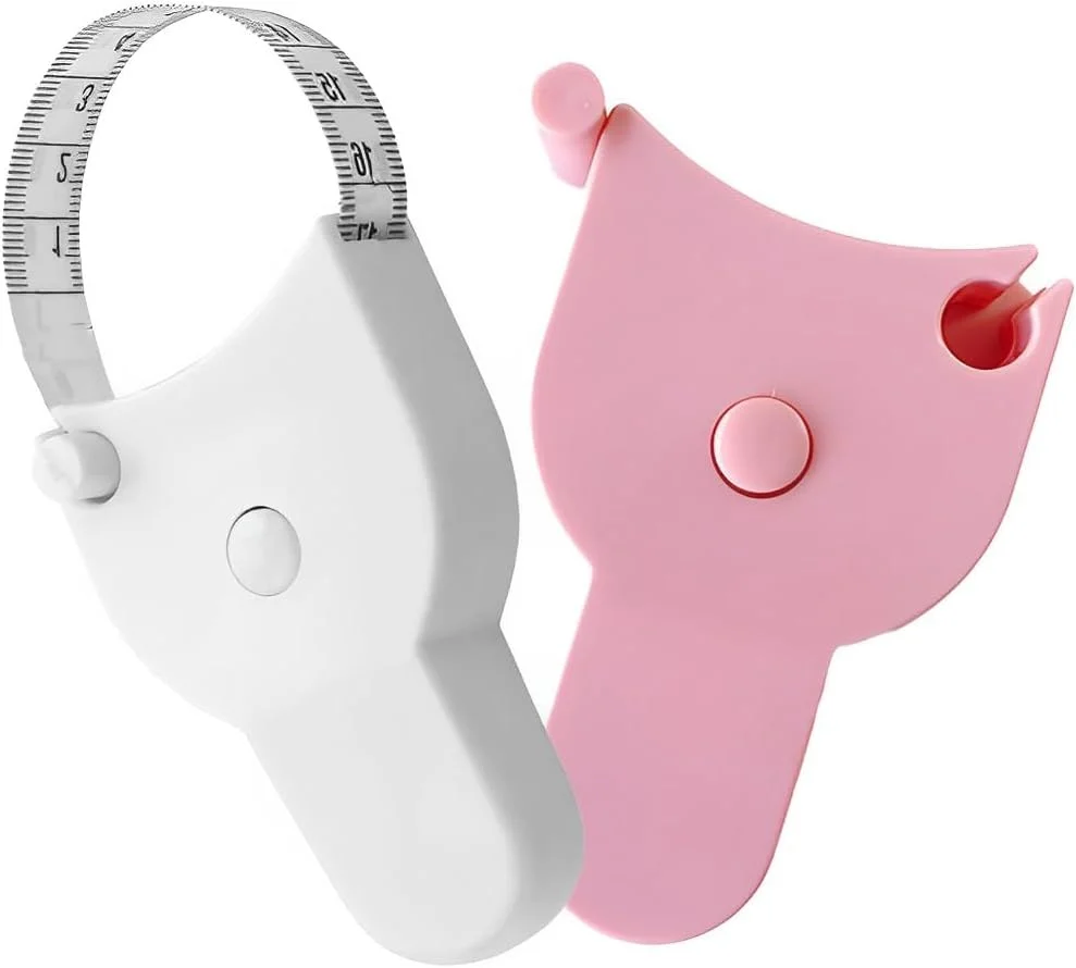 متر خیاطی بدن RAMGLYO، متر نواری نرم برای اندازه گیری خیاطی، اندازه گیری بدن، جمع شونده (150 سانتی متر/60 اینچ، سفید+صورتی)