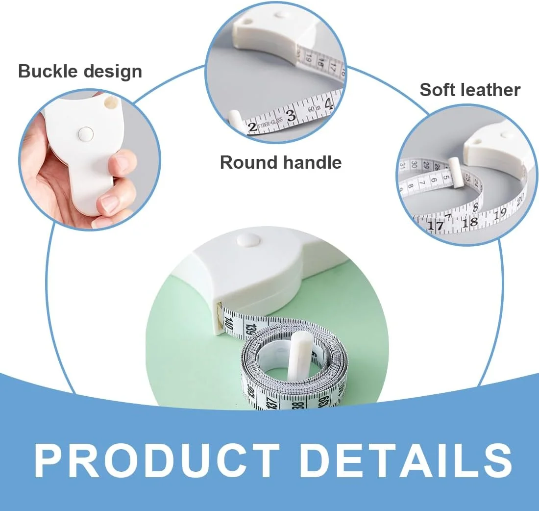 متر خیاطی بدن RAMGLYO، متر نواری نرم برای اندازه گیری خیاطی، اندازه گیری بدن، جمع شونده (150 سانتی متر/60 اینچ، سفید+صورتی) متر خیاطی بدن RAMGLYO، متر نواری نرم برای اندازه گیری خیاطی، اندازه گیری بدن، جمع شونده (150 سانتی متر/60 اینچ، سفید+صورتی)