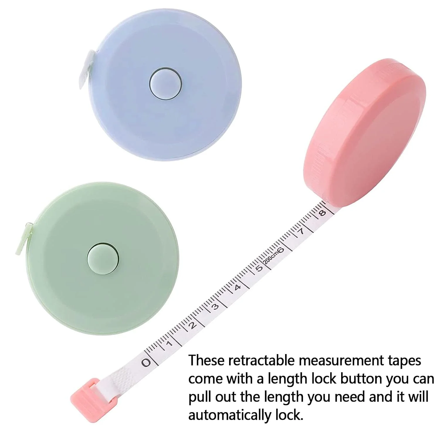 متر خیاطی پارچه ای جمع شونده ممتاز - مینی متر 200 سانتی متری، نوار اندازه گیری نرم خیاطی برای اندازه گیری بدن، جمع و جور و خوانا (رنگ های مختلف) متر خیاطی پارچه ای جمع شونده ممتاز - مینی متر 200 سانتی متری، نوار اندازه گیری نرم خیاطی برای اندازه گیری بدن، جمع و جور و خوانا (رنگ های مختلف)