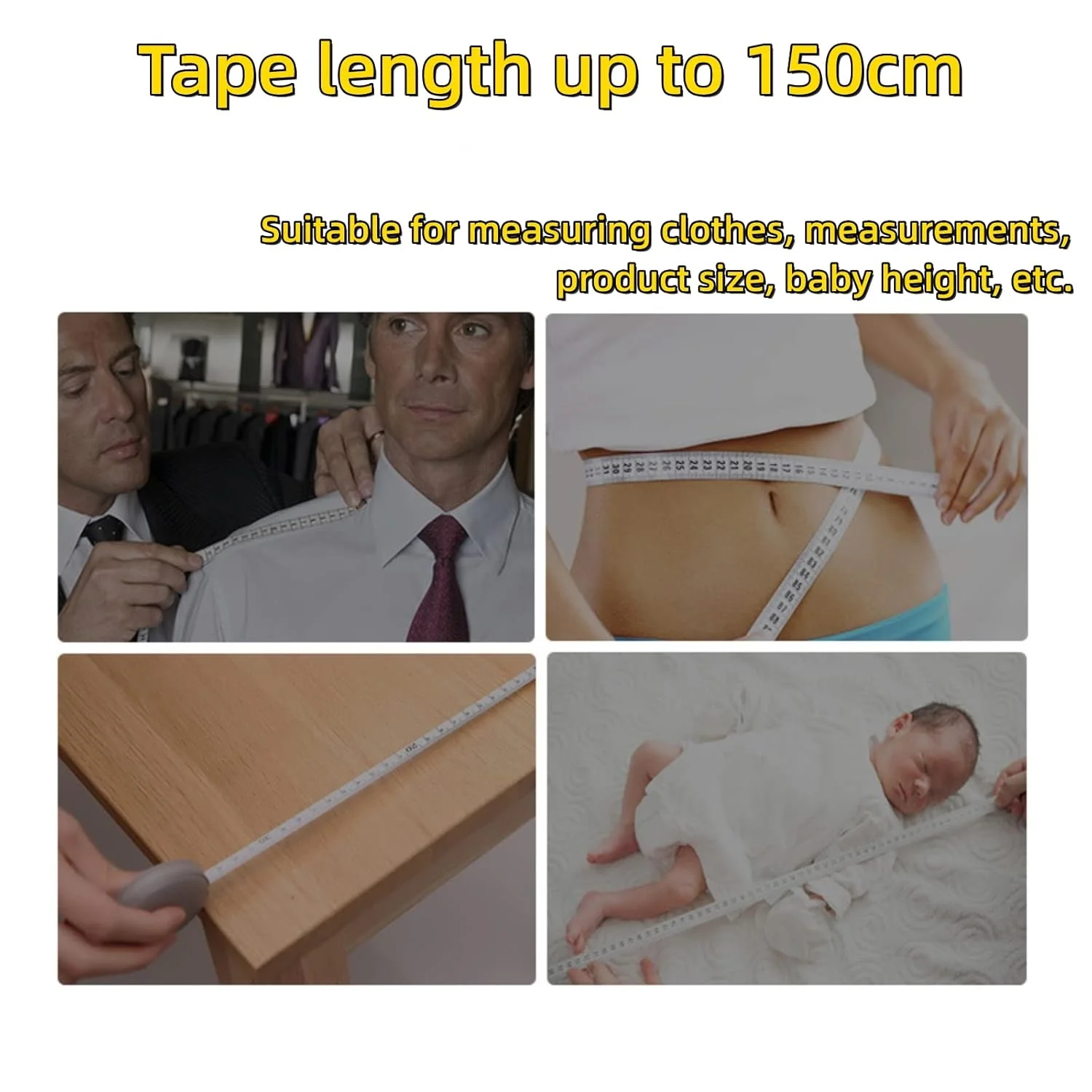 متر نواری بدن قابل حمل POSICHE، متر اندازه گیری قابل حمل، چرم نرم PU، اندازه گیری قد، سه دور، اندازه گیری دور کمر، خط کش نرم خیاطی، خط کش متری، 2 واحد اندازه گیری، ظاهر آسان (صورتی)