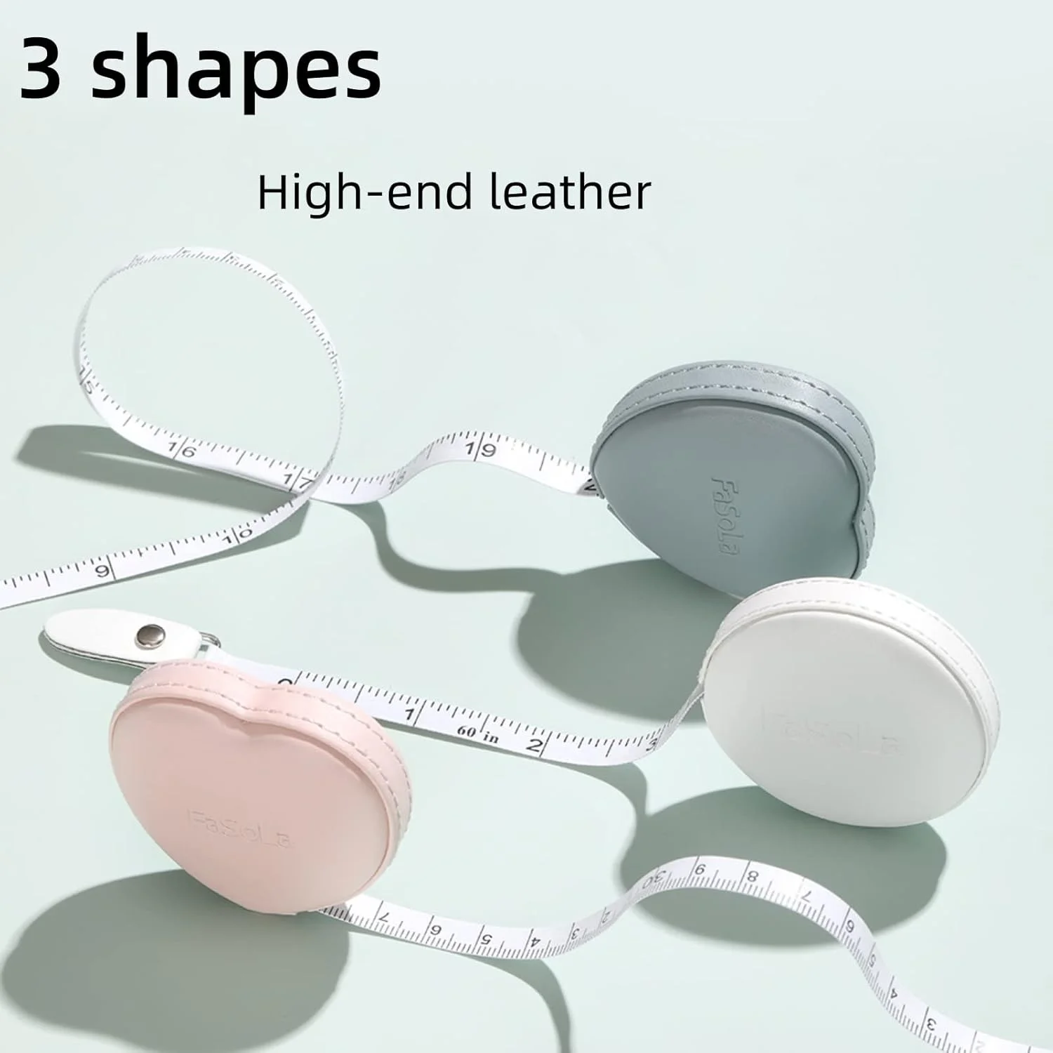 متر نواری بدن قابل حمل POSICHE، متر اندازه گیری قابل حمل، چرم نرم PU، اندازه گیری قد، سه دور، اندازه گیری دور کمر، خط کش نرم خیاطی، خط کش متری، 2 واحد اندازه گیری، ظاهر آسان (صورتی)