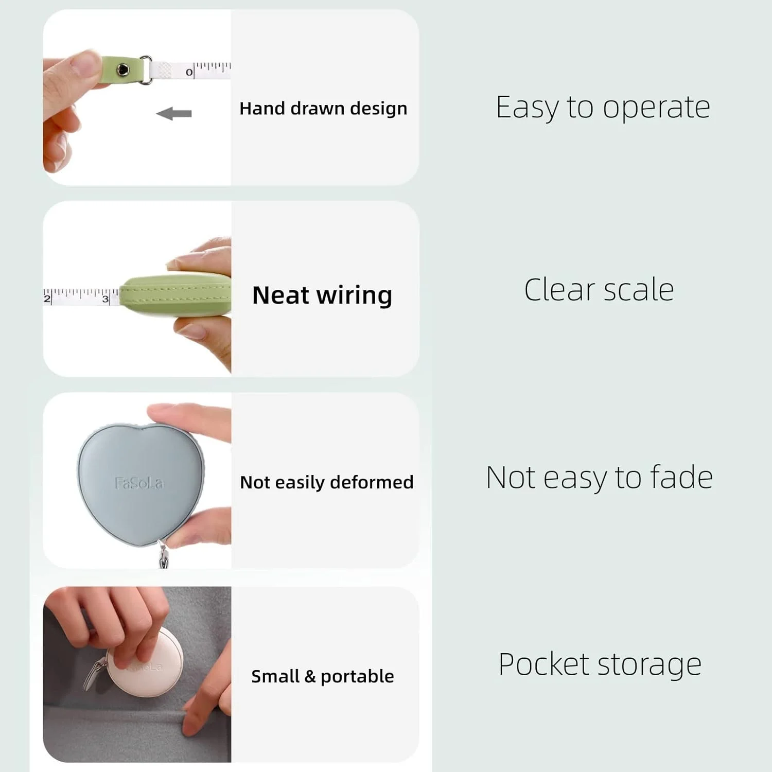 متر نواری بدن قابل حمل POSICHE، متر اندازه گیری قابل حمل، چرم نرم PU، اندازه گیری قد، سه دور، اندازه گیری دور کمر، خط کش نرم خیاطی، خط کش متری، 2 واحد اندازه گیری، ظاهر آسان (صورتی)